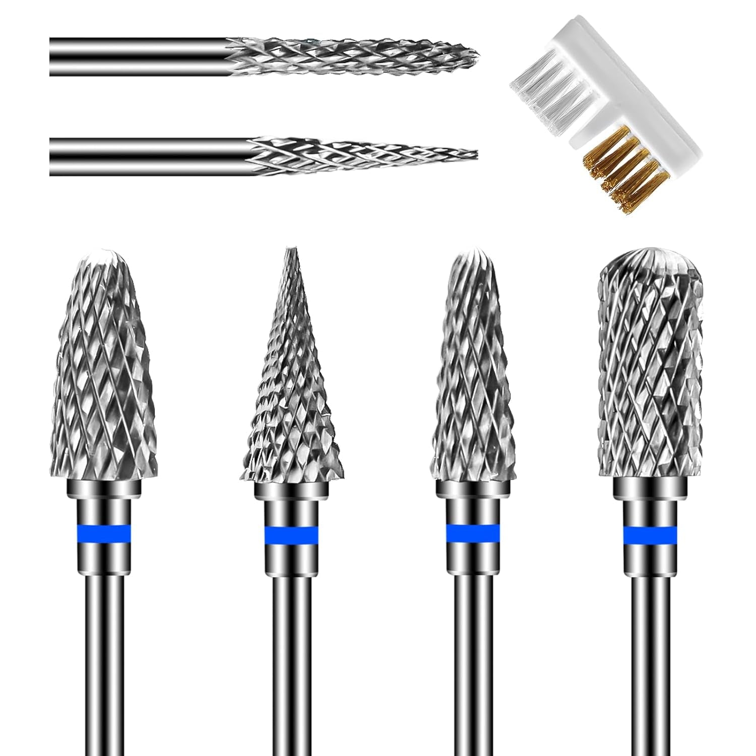 6 Pack Nail Drill Bits for Acrylic Nails, 3/32" Shank Drill Bits for Nails Professional Electric Cuticle Drill Bit, Cuticle Cleaner Nail Gel Polish Remover Tool for Home Salon Nail Bits-Blue