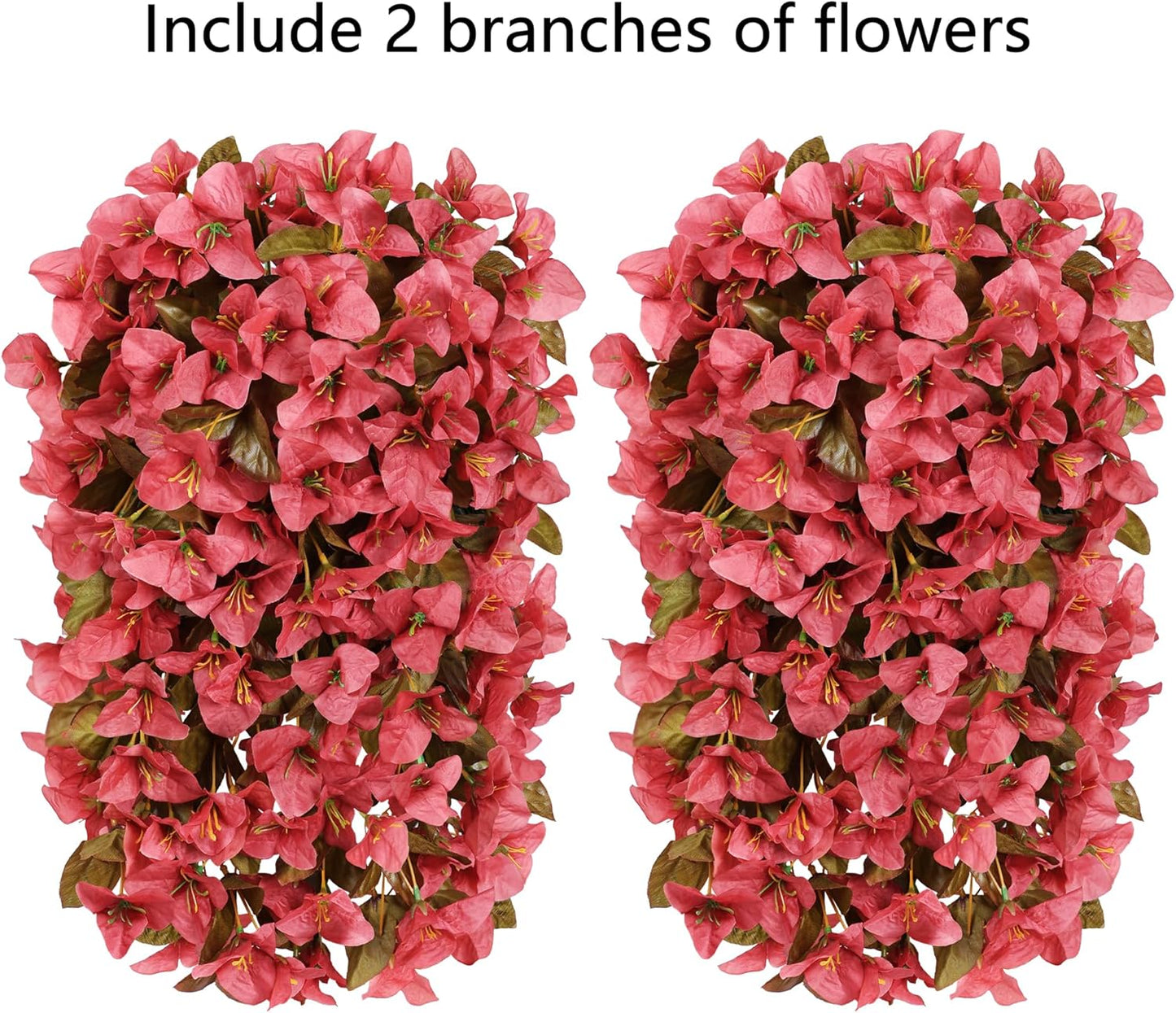 Bougainvillea Artificial Fall Hanging Flowers Plants for Outdoors Autumn Decoration, 2Pcs Faux Bougainvillea Vines Red Fake Flowers Realistic UV Resistant Silk Flowers for outside Planter Yard Home