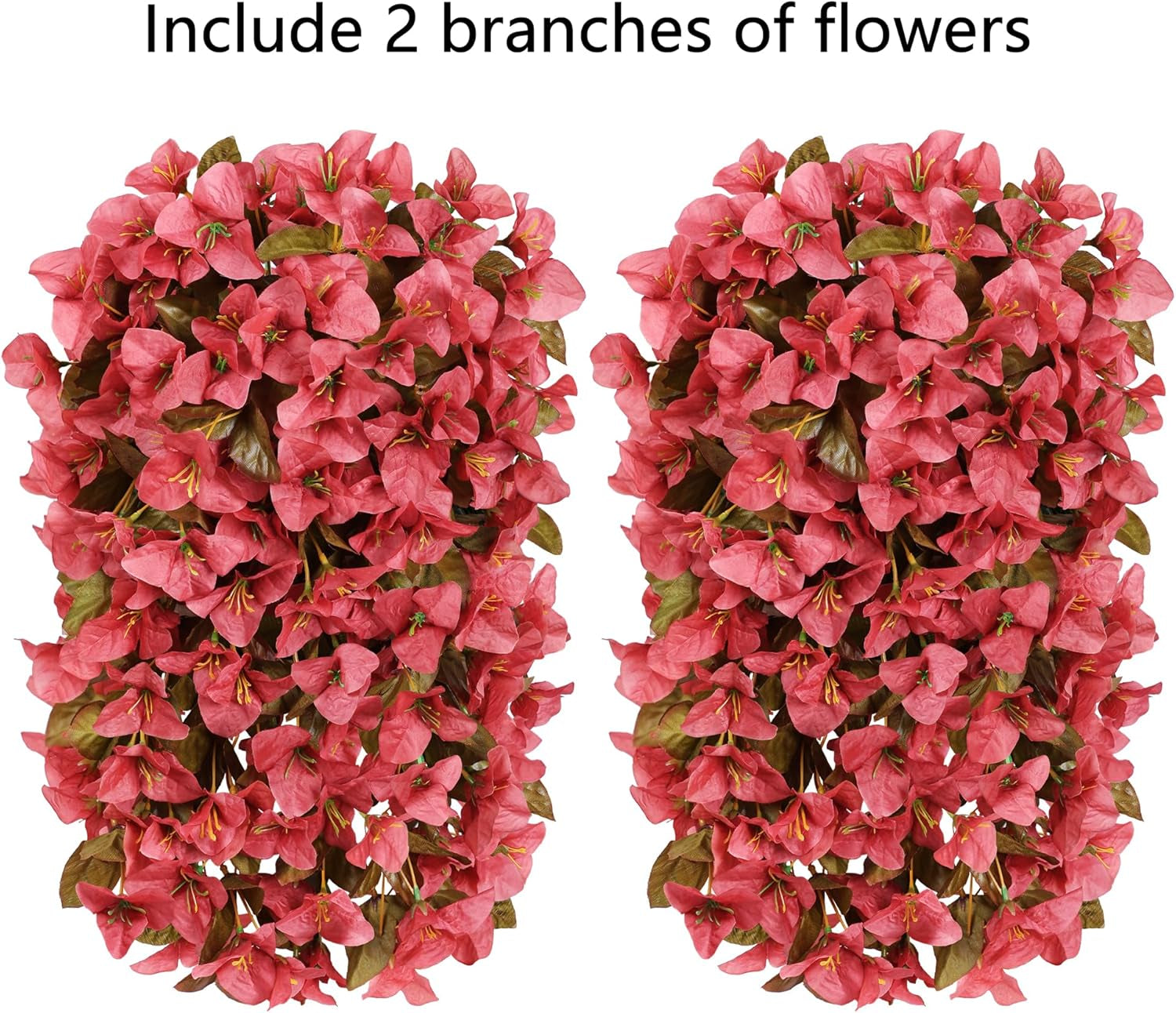 Bougainvillea Artificial Fall Hanging Flowers Plants for Outdoors Autumn Decoration, 2Pcs Faux Bougainvillea Vines Red Fake Flowers Realistic UV Resistant Silk Flowers for outside Planter Yard Home