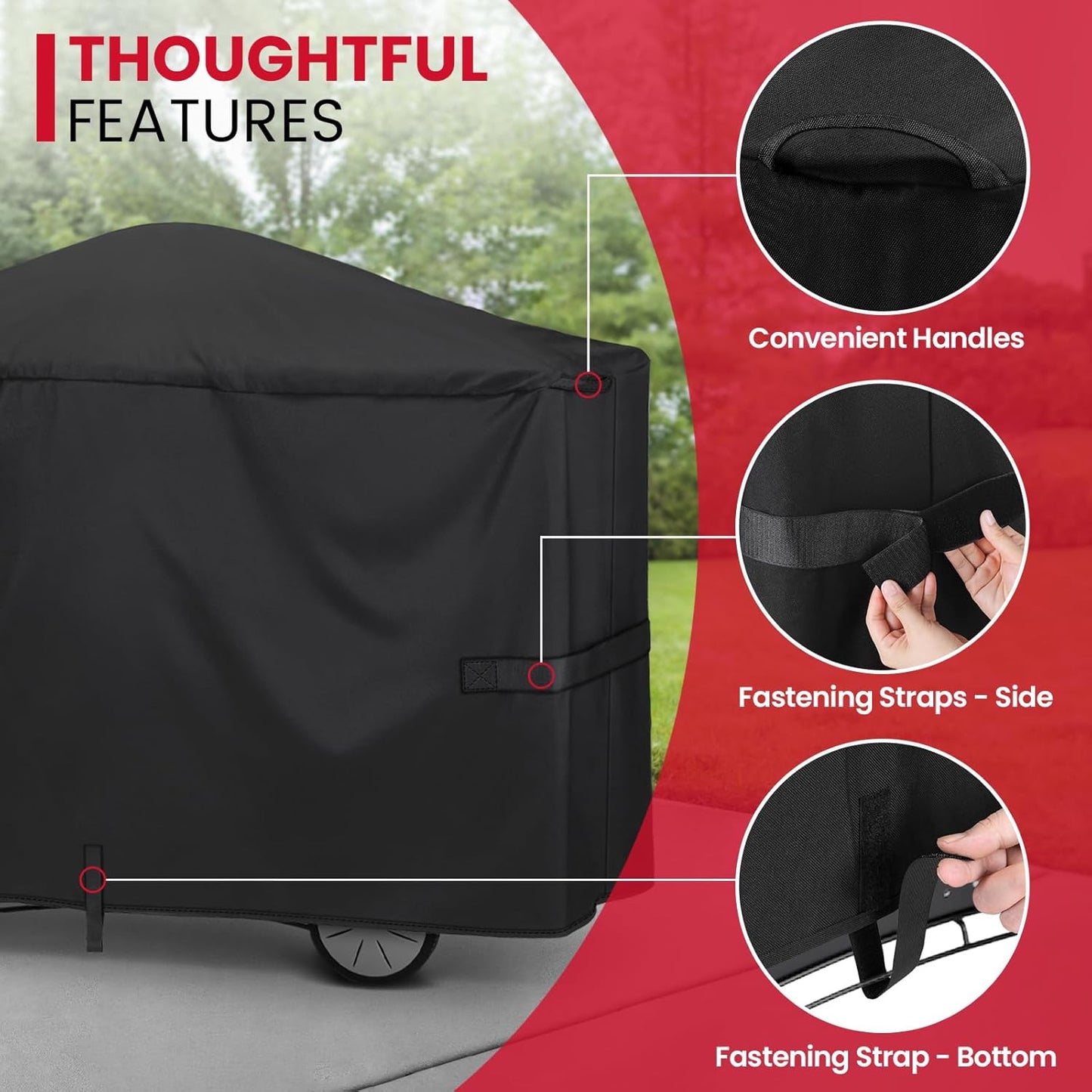 Grill Cover Compatible with Weber Q2000 Q300 Q3000 Q3200 Series with Cart, Compared to Weber 7112, Heavy Duty Waterproof Full Length BBQ Grill Cover 57 Inch, All Weather Protection, Black
