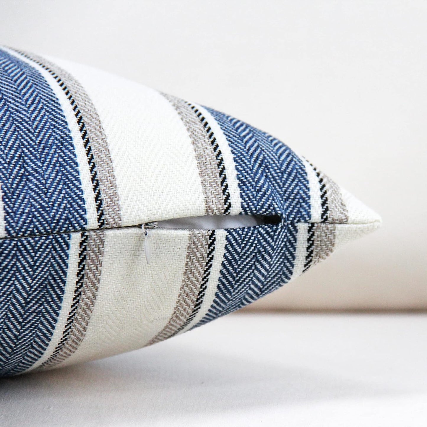 Stripe Throw Pillow Covers Farmhouse Pillowcases Pack of 2 18 X 18 Inch Blue