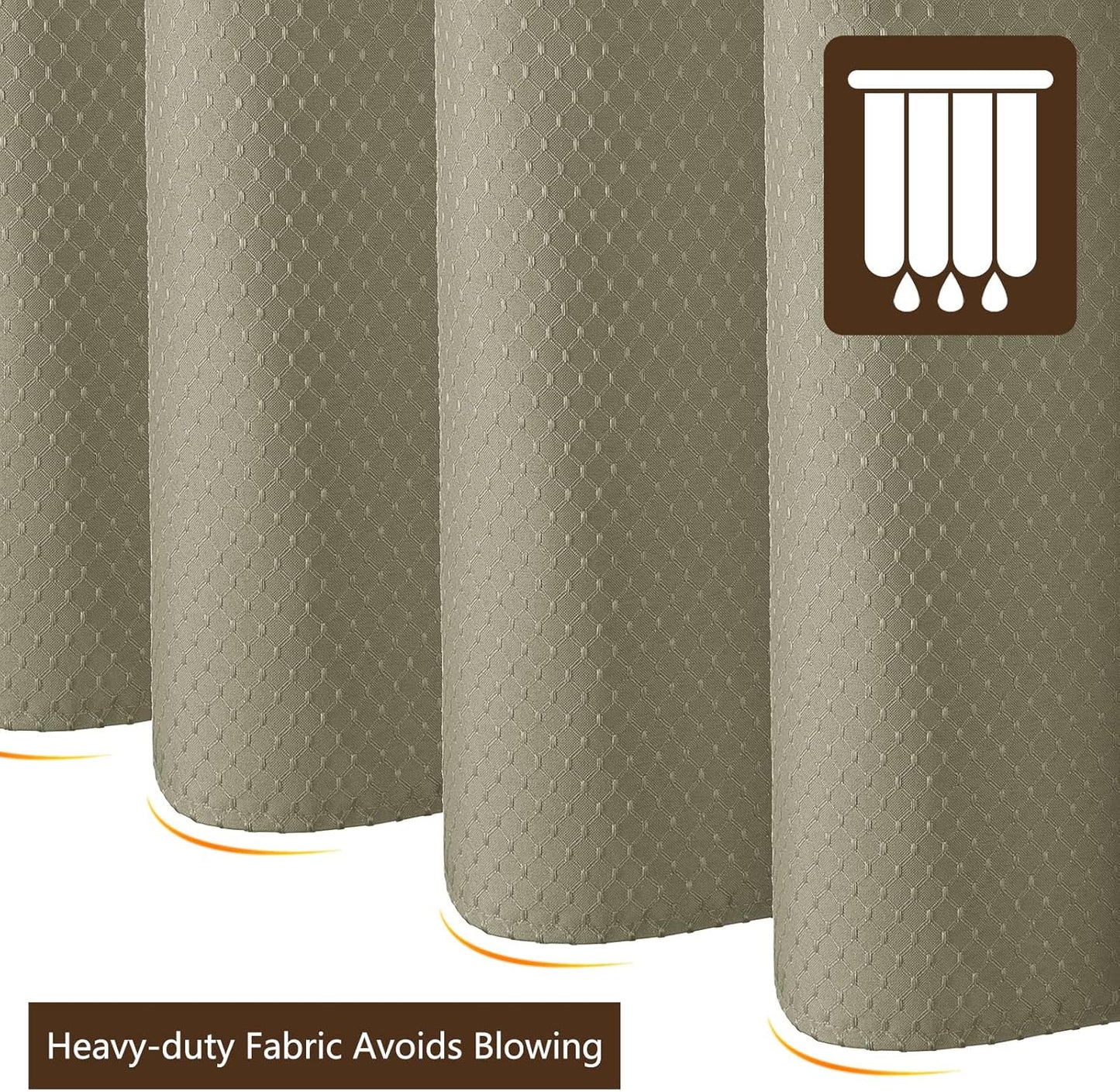Waffle Weave Shower Curtain, Heavy Duty Fabric Cloth, Waterproof, Machine Washable, Hotel Spa Luxury Quality, 72 X 72 Inches for Standard Bathroom and Shower, 12 Metal Hooks, Charcoal Gray