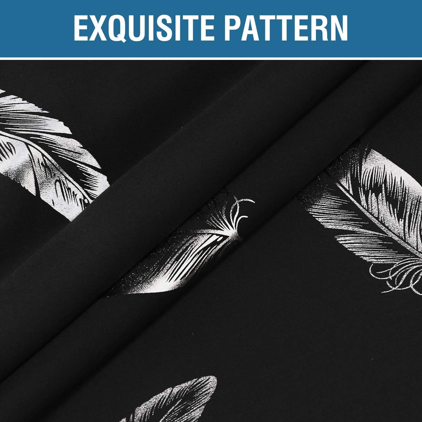 100% Blackout Black Curtains for Bedroom 84 Inches Long Thermal Insulated Window Curtain Drapes for Living Room/Sliding Glass Door, Modern Simple 2 Panels, Black