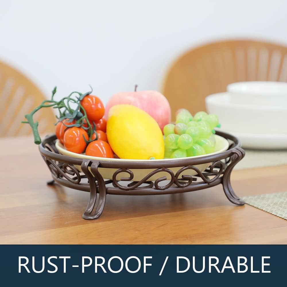 Metal Plant Stand for Outdoor Indoor, Heavy Duty Flower Pots Holder Rustproof Wrought Iron Planter Stands Garden round Supports Rack for Planter 11.8 Inches, Bronze Brown