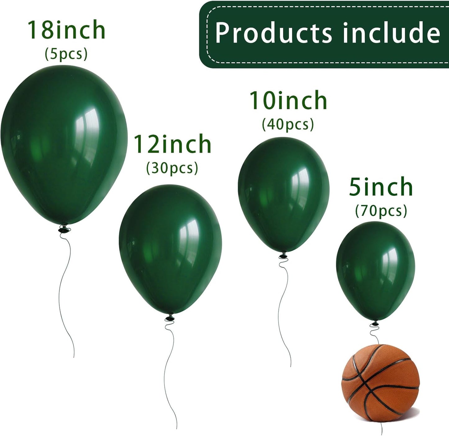 Green Balloons 145 Pcs Dark Green Safari Party Decorations Different Sizes of 18 12 10 5 Inch Emerald Green Balloons for Balloon Garland Balloon Arch as Wedding Birthday Party Decorations