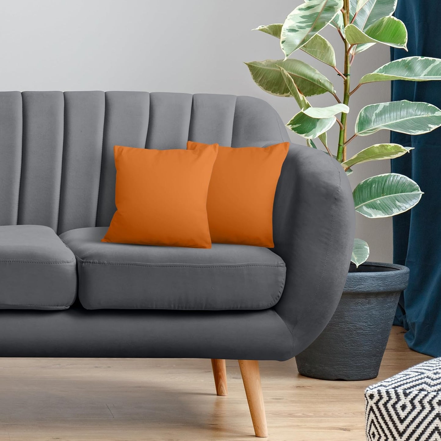 Throw Pillows Insert (Pack of 2, Orange) - 16 X 16 Inches Bed and Couch Pillows - Indoor Decorative Pillow