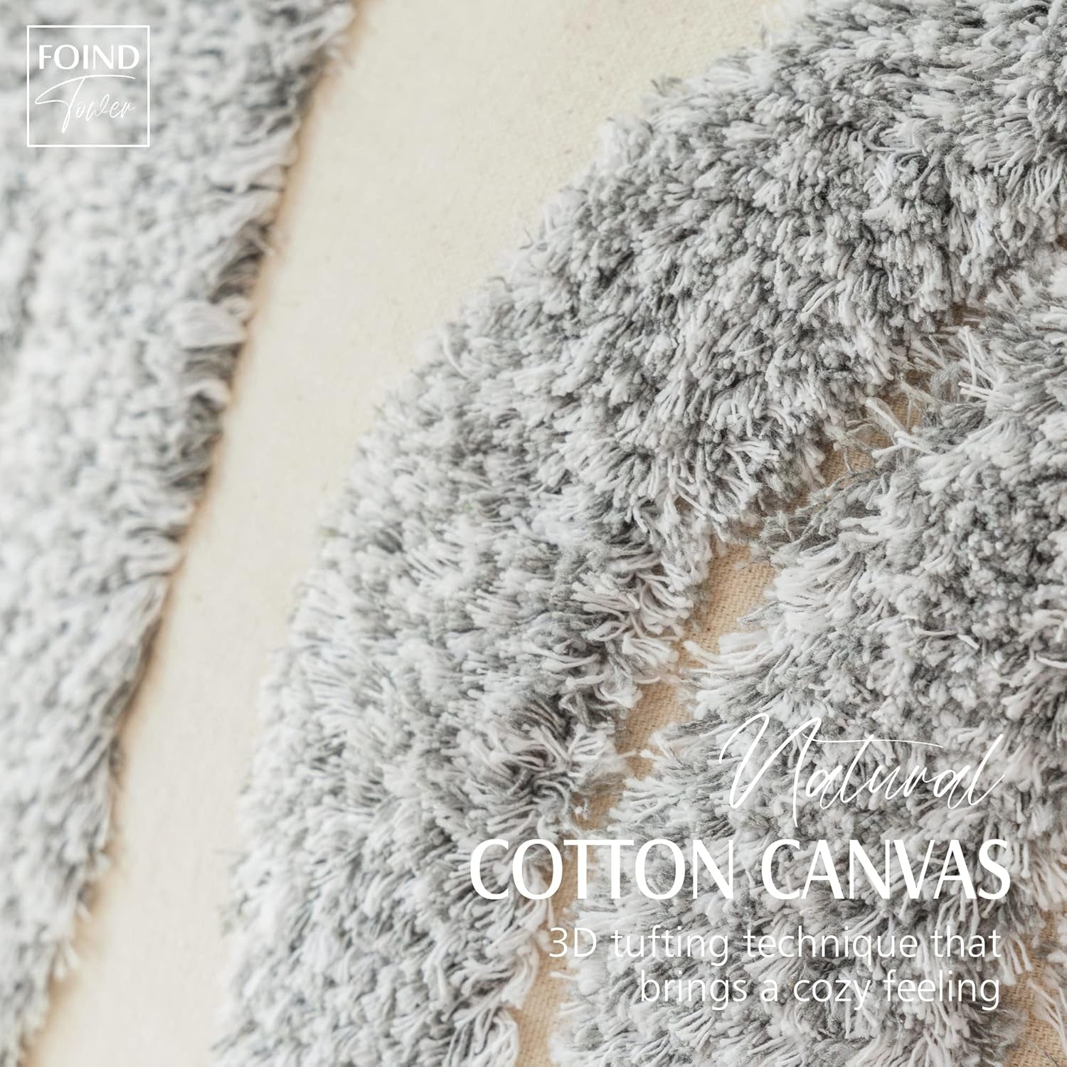 Gorgeous Half Moon Accent Boho Tufted Decorative Throw Pillow Cover, Stylish & Cozy Rainbow Design Cotton Canvas Cushion Cover | Tassels Pillow Case Home Decor 18"X 18" Mixed Grey 1 Piece