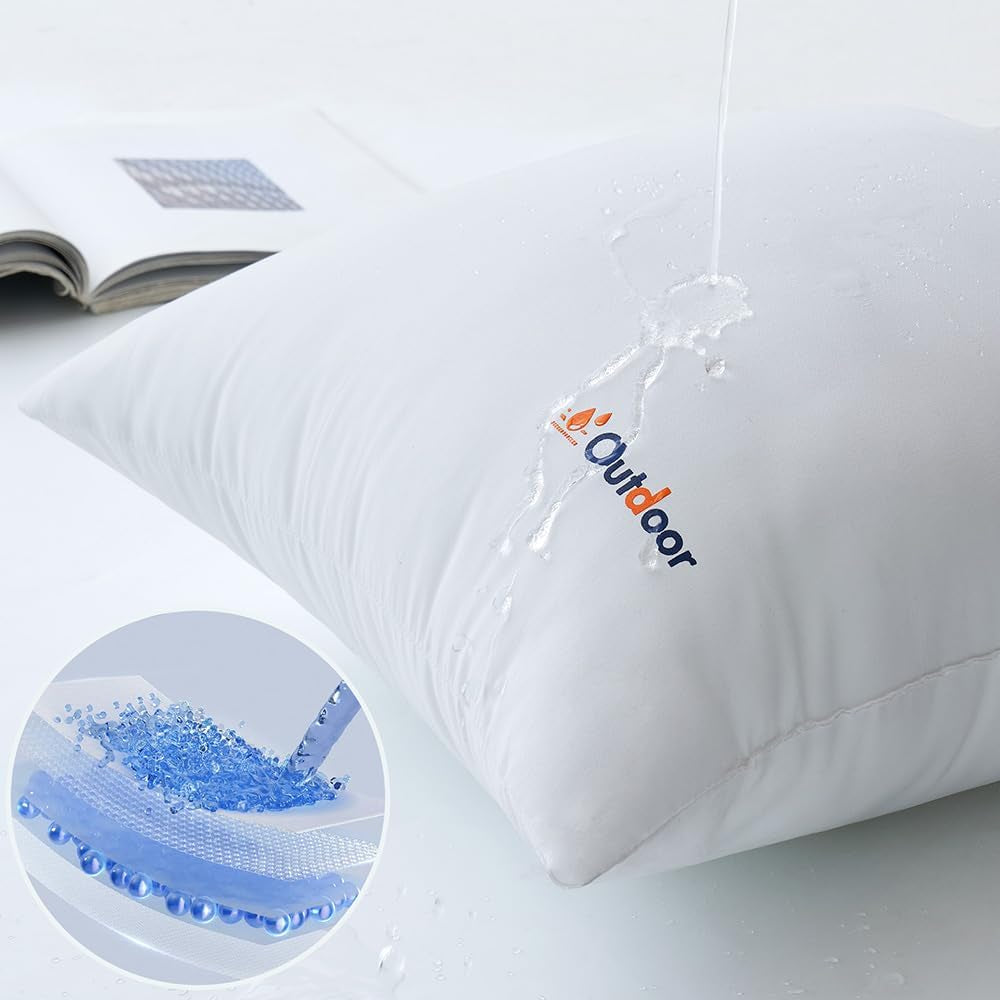 Set of 4 Waterproof 18x18 Outdoor Throw Pillow Inserts - Decorative Hypoallergenic Cushions for Patio and Garden