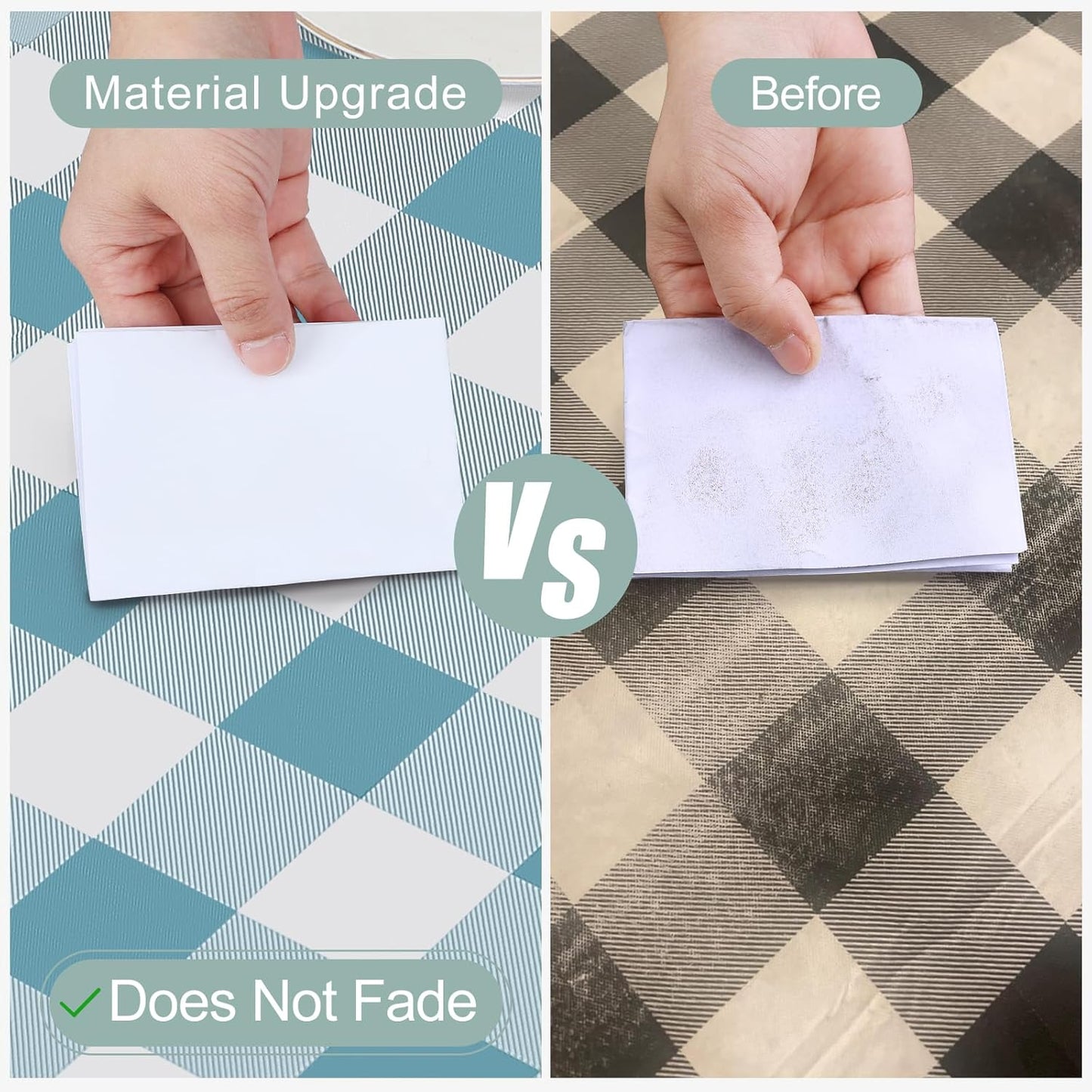Rectangle Waterproof Vinyl Table Cloth, Buffalo Flannel Backed Tablecloth, Wipeable Plastic Table Cover for Dinner, Kitchen, Outdoor (60" X 84", Aquamarine and White)