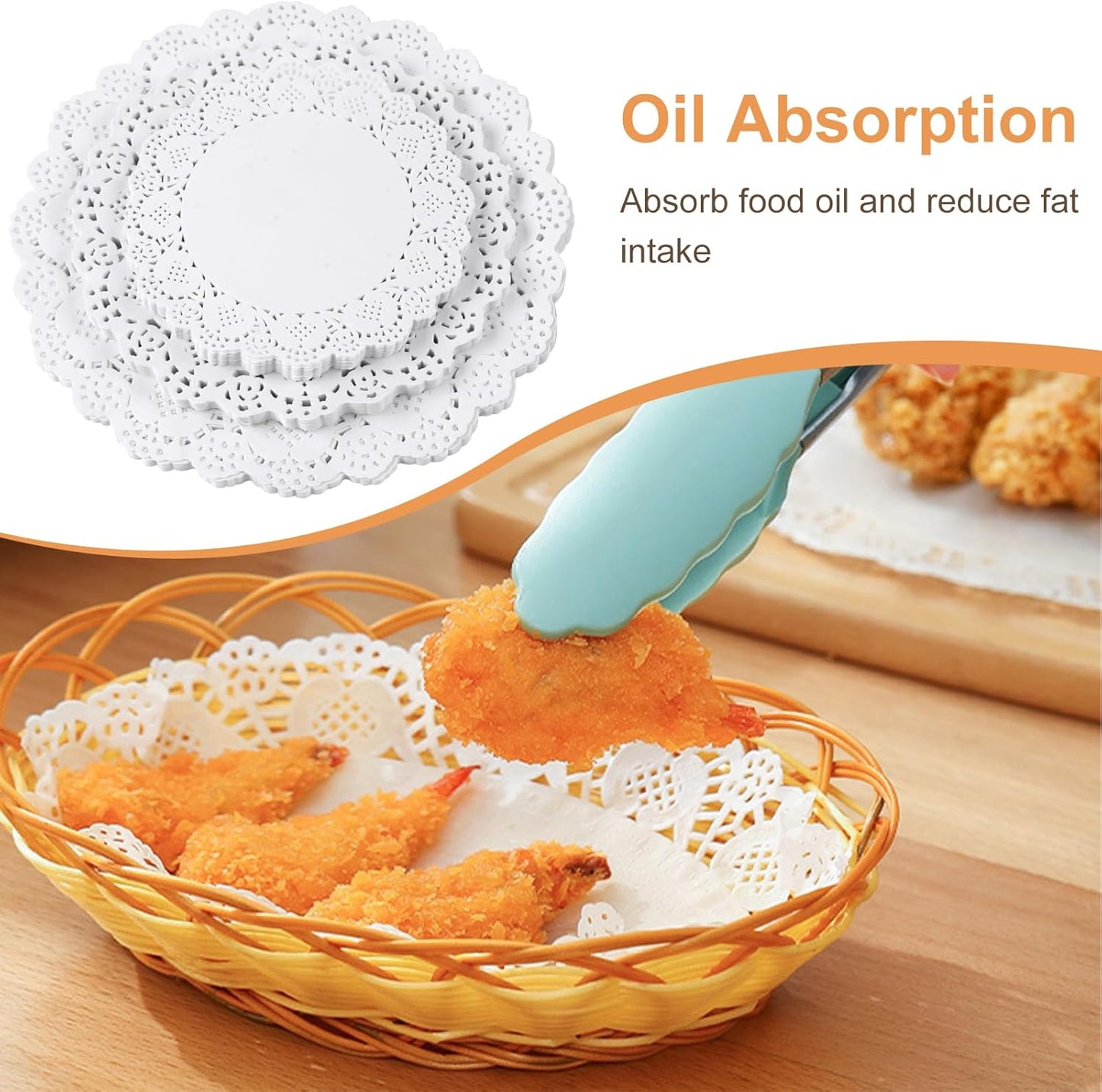 Paper Doilies, 200 Pack White Lace Doilies 6.5, 8.5, and 10.5 Inch for Food, Crafts, Baby Showers, Parties, Wedding, Birthday, Tableware Decoration