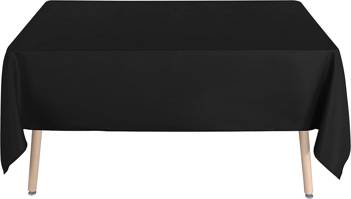 Rectangle Tablecloth - 60 X 84 Inch - Stain and Wrinkle Resistant Washable Polyester Table Cloth, Decorative Fabric Table Cover for Dining Tables, Buffet Parties and Camping, Black