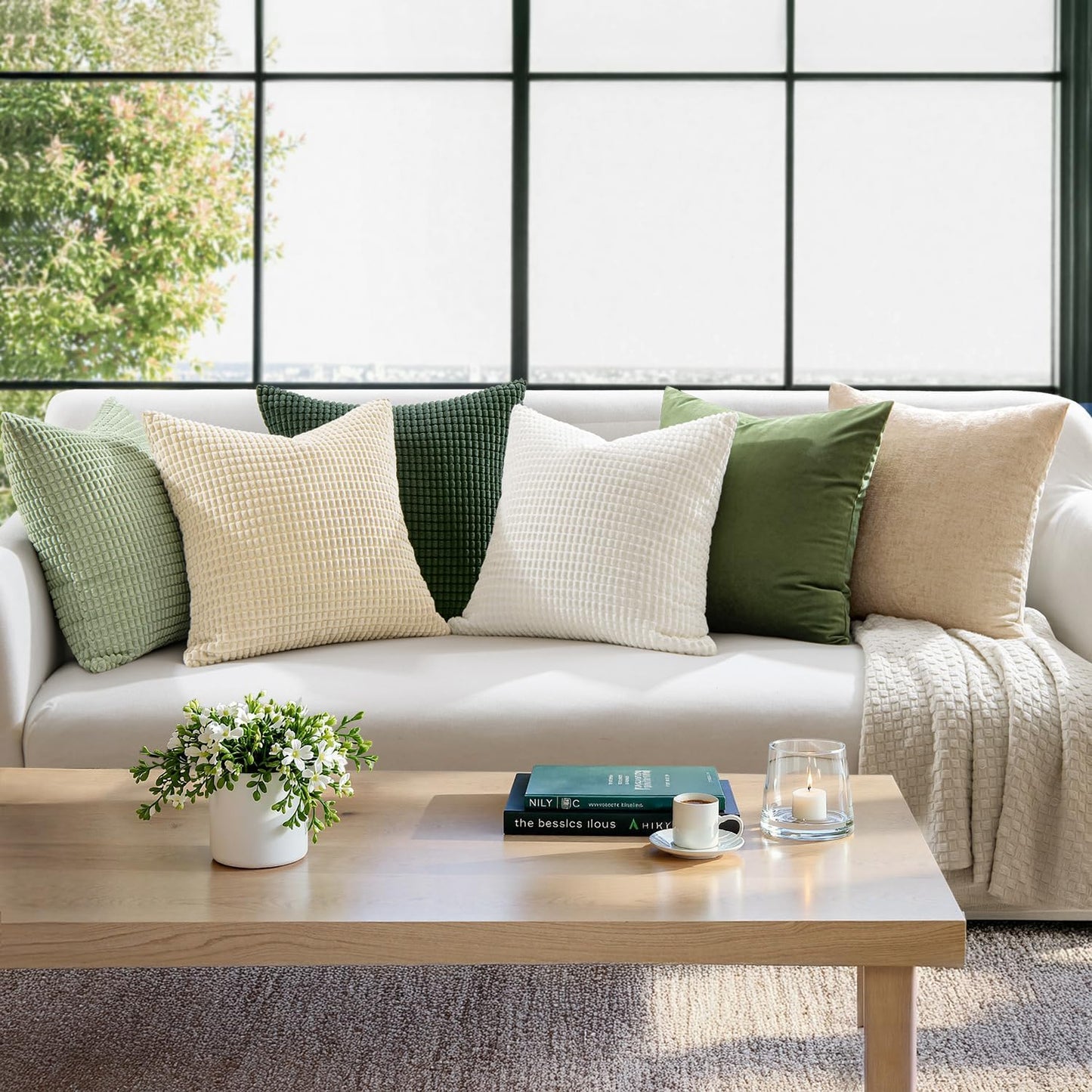 Pack of 2 Pillow Covers 18X18 Inch Granules Soft Corduroy Christmas Decorative Throw Pillow Covers for Couch Cushion Sofa Bedroom Living Room, Dark Green