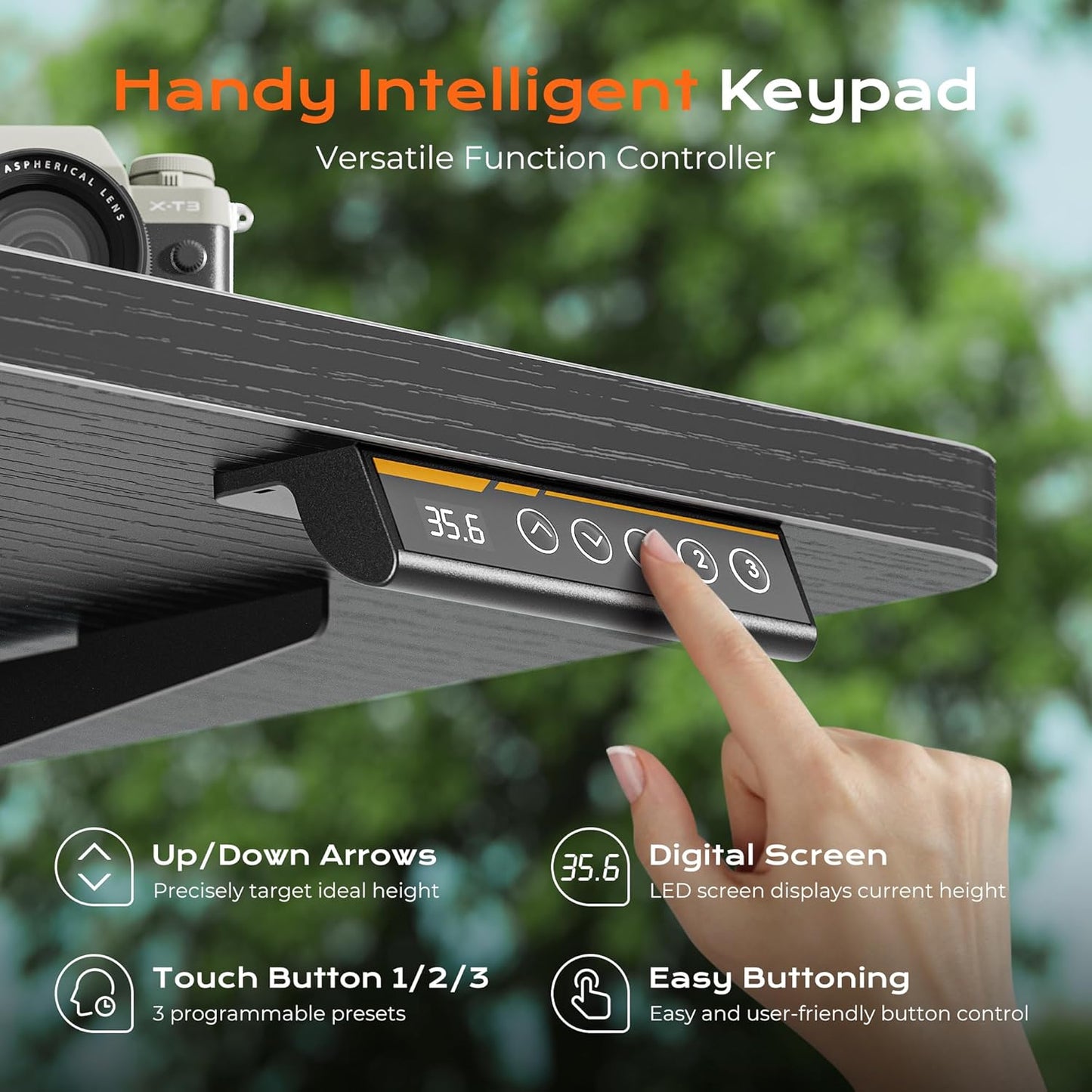 Large Electric Height Adjustable Standing Desk - 55" x 28" with 27.6" Deep Surface, 3 Preset Heights, 2 Hooks, Ideal for Home Office and Gaming, Black