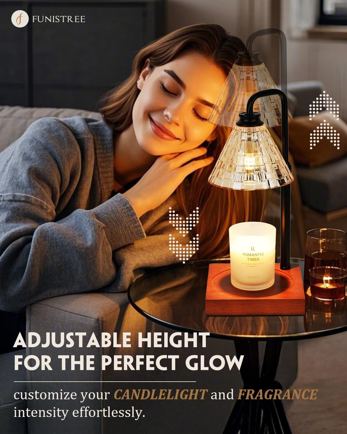Vintage Candle Warmer Lamp with Timer Dimmer, Adjustable Height, House Warming Birthday Gifts for Women Mom, White Candle Lamp Warmer, Wax Warmer Lamp for Jar Candles with 2 Bulbs