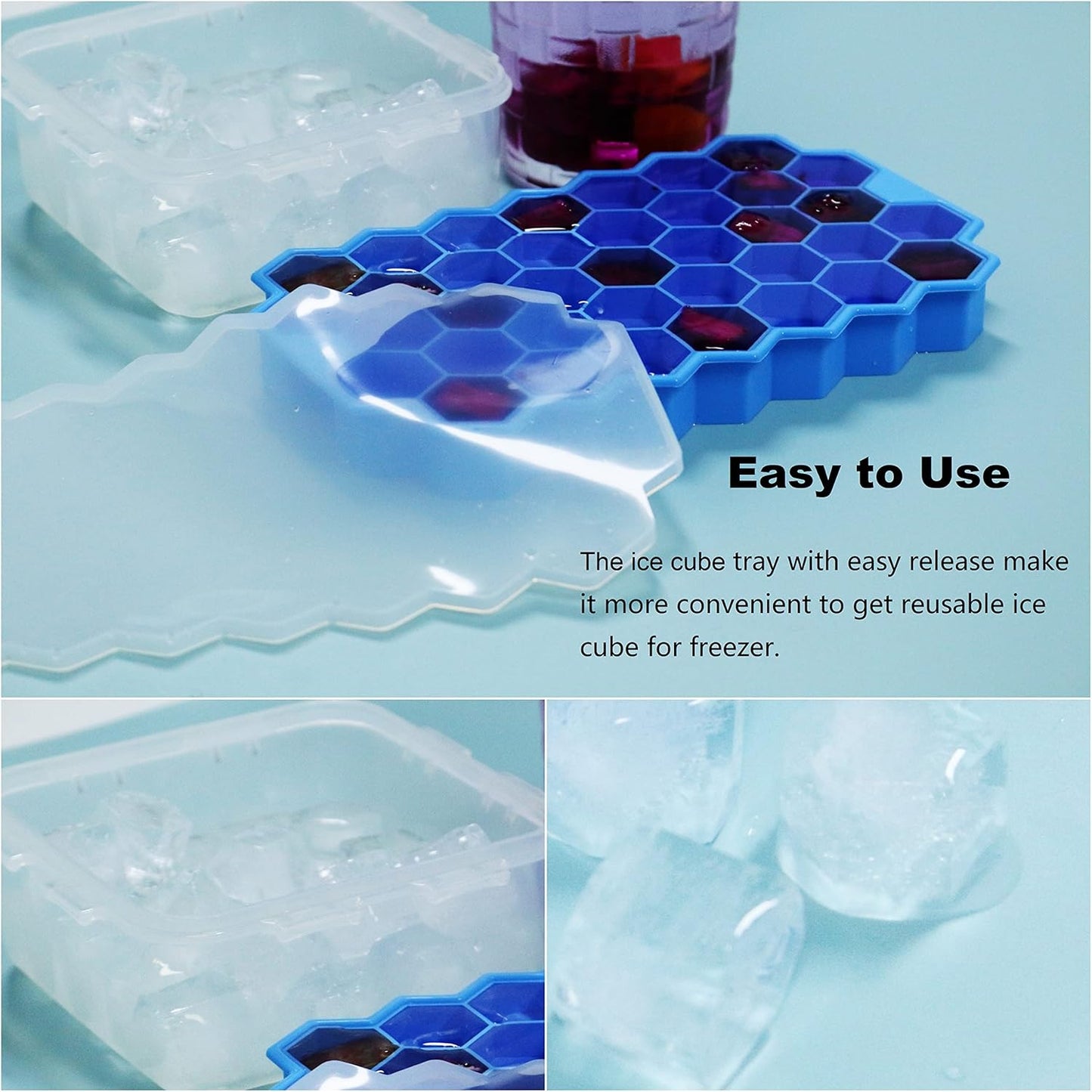 Ice Cube Trays for Freezer with Lid-37 Grid Silicone Ice Cube Tray with Lid for Small Ice Cube Molds, Perfect Kitchen Gadgets Zucchini Nutmeg Ginger Peeler