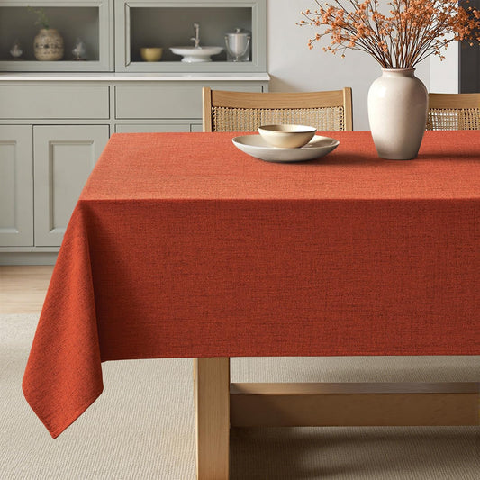 Burnt Orange Linen Tablecloth 52X70 Inch Rectangle Table Cloth Waterproof,Stain Resistant & Wrinkle Resistant for Dining Party Wedding