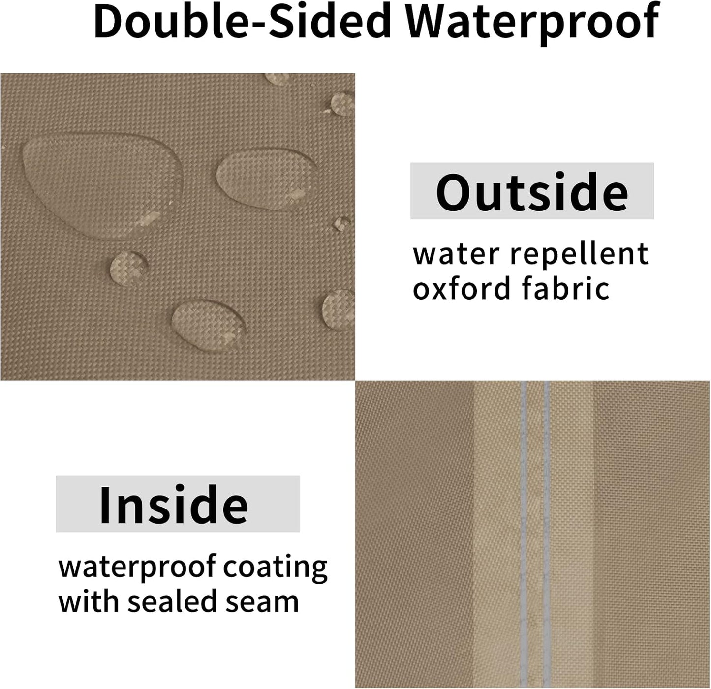 Waterproof Patio Sofa Cover UV Resistant 2 Seater Outdoor Loveseat Cover Weatherproof Lawn Patio Furniture Cover with Tape Sealed Seam (58Wx32.5Dx31H Inch, Camel)