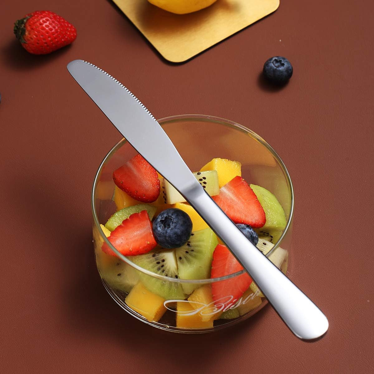 Set of 6 Stainless Steel Dinner Knives - Shiny Mirror Finish, Durable Butter Knife Spreaders, Dishwasher Safe