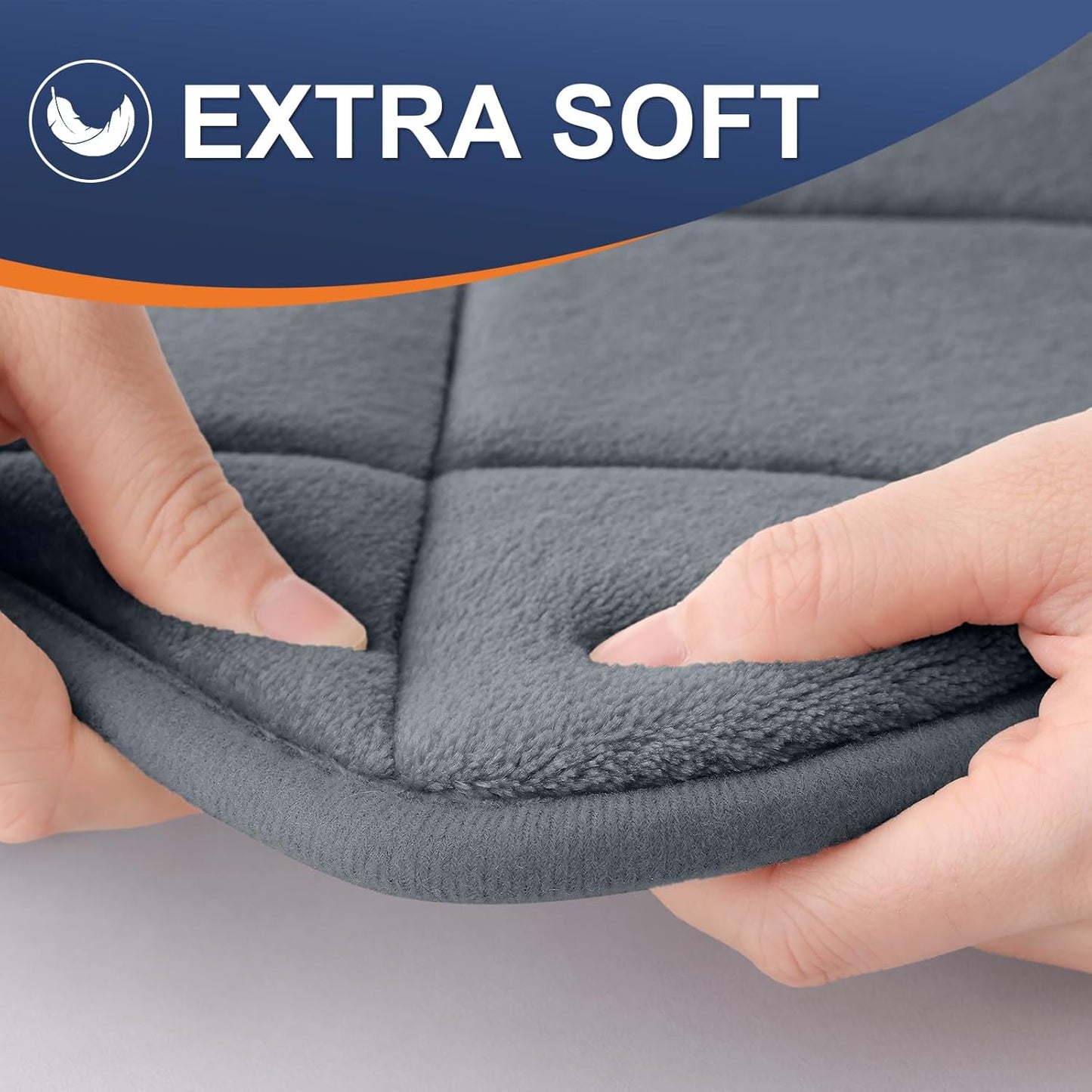 Memory Foam Bath Mat 24X16, Ultra Soft and Absorbent Bathroom Rugs, Machine Washable, Comfortable Bath Carpet for Bathroom Floor, Tub and Shower, Dark Grey