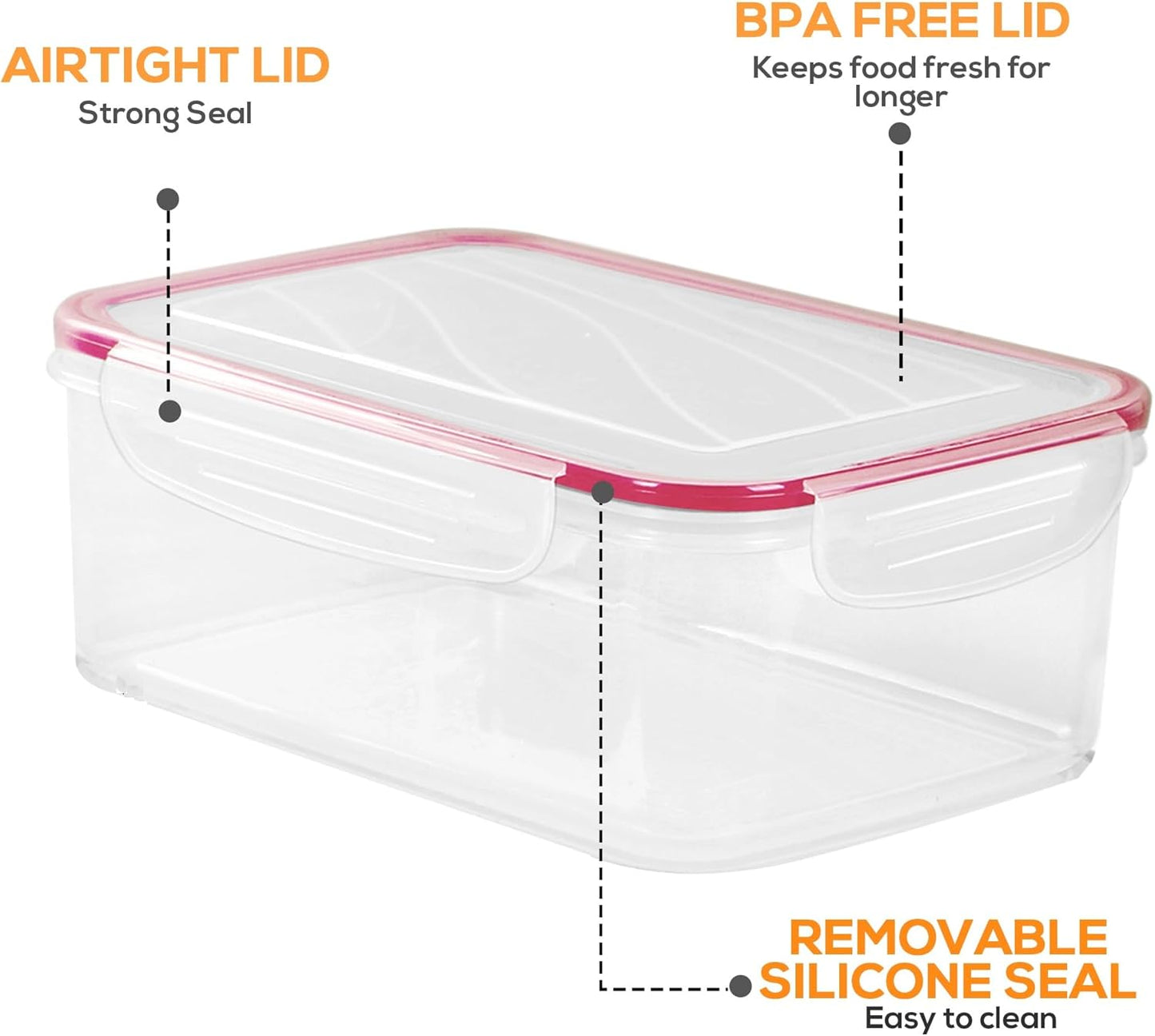 Plastic Food Storage Container Set with Airtight Lids - 24 Pieces (12 Containers & 12 Snap Lids)- Reusable & Leftover Lunch Boxes - Leak Proof & Microwave Safe
