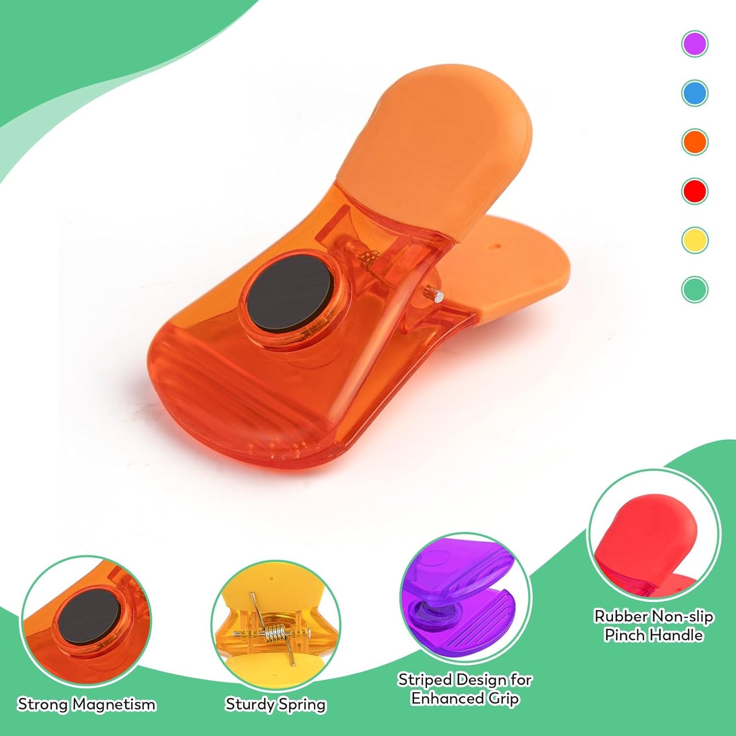 12-Pack Magnetic Colorful Chip and Food Storage Clips