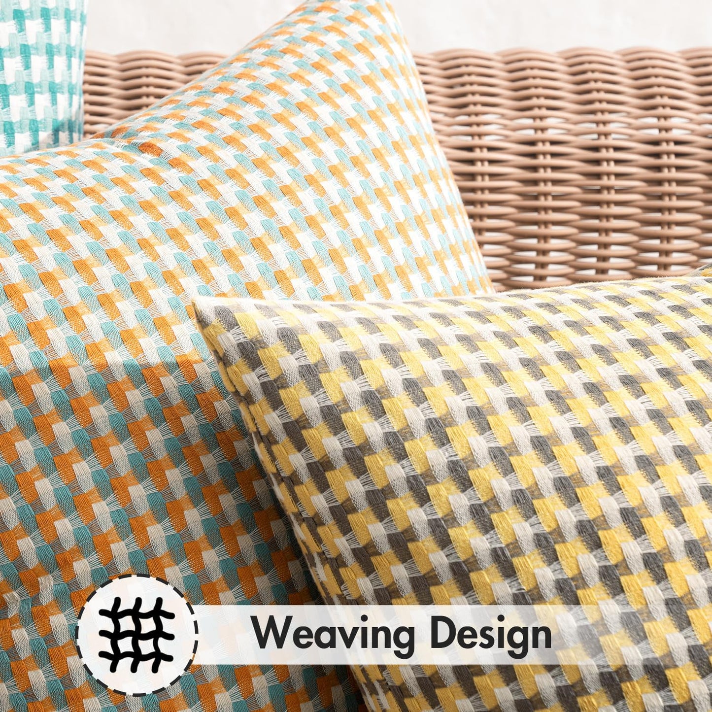 Pack of 2 Outdoor Throw Pillow Covers Decorative Farmhouse Square Waterproof Pillows for Tent Patio Garden Balcony Sofa, 12X20 Inch Yellow