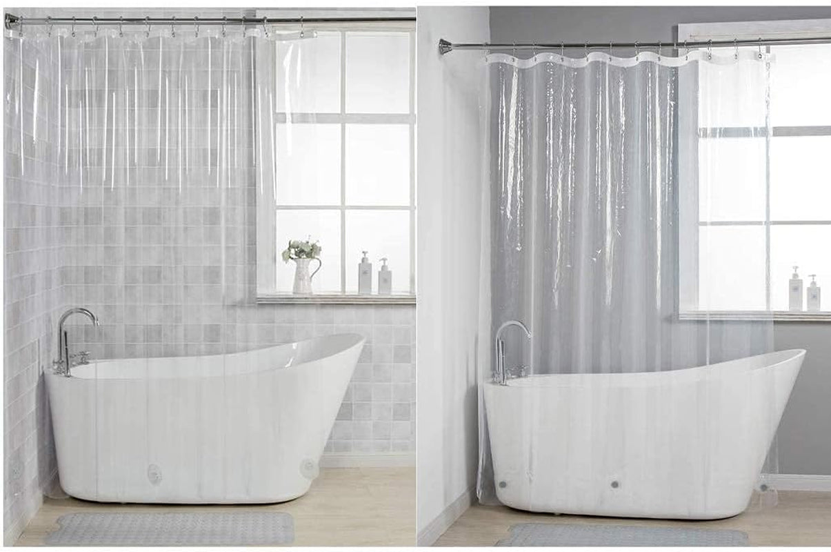 12 Gauge Heavy Duty Crystal Clear Thick Shower Curtain Liner and 72X72 Inches PEVA 3G Shower Curtain Liner