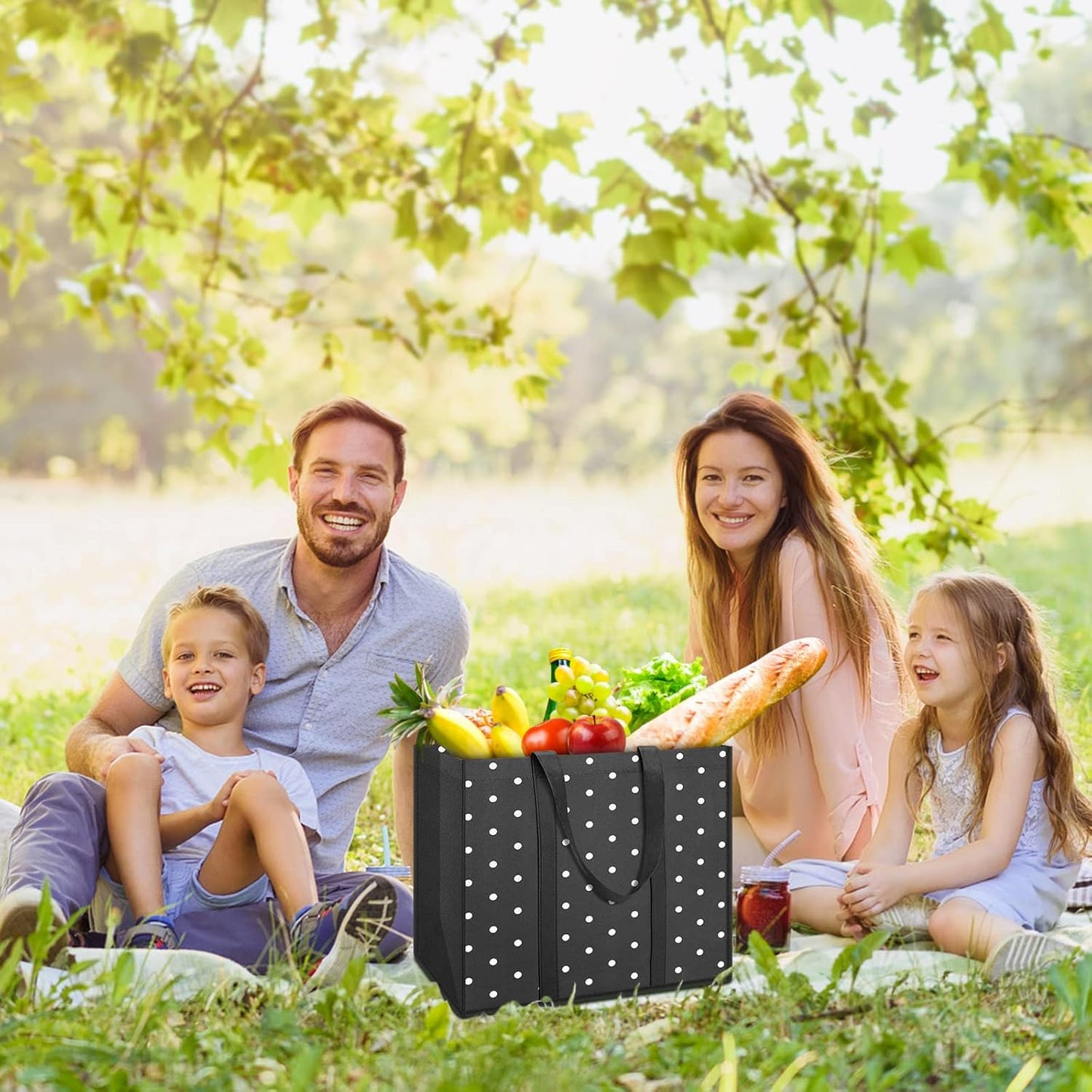 10 Pack Reusable Grocery Bags for Groceries 35L Large Capacity Heavy Duty Waterproof Tote Bags for Shopping and Picnic with Sturdy Handles