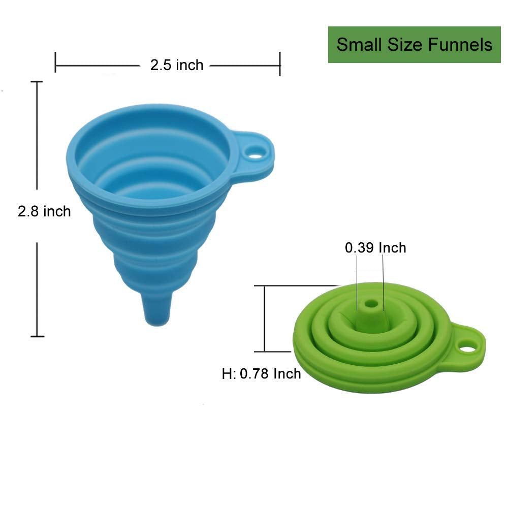 4-Pack Foldable Silicone Kitchen Funnel Set for Liquid Transfer - Food Grade Small and Large Accessories