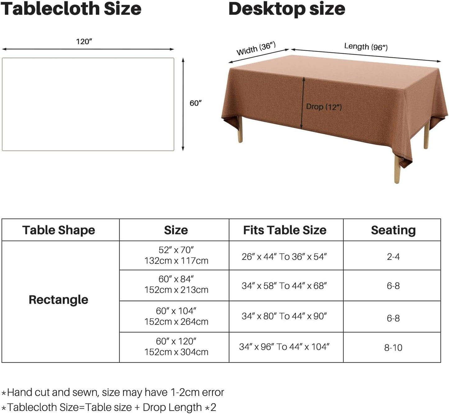Textured Linen Table Cloth for Rectangle Tables - Coffee Tablecloths Rectangular Waterproof Wrinkle Free Wipeable Dining Table Cover for Spring Wedding Birthday Kitchen Decor, 52 X 70 Inch