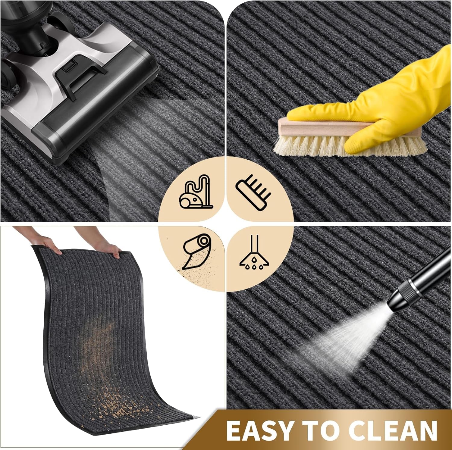 Front Door Mat Outdoor Indoor Entrance, 100% Waterproof All-Season All Weather Doormat, Welcome Matt outside Entry, Non Slip, Low Profile, Heavy Duty Patio Porch Floor Mats,29.5 X 17,Grey