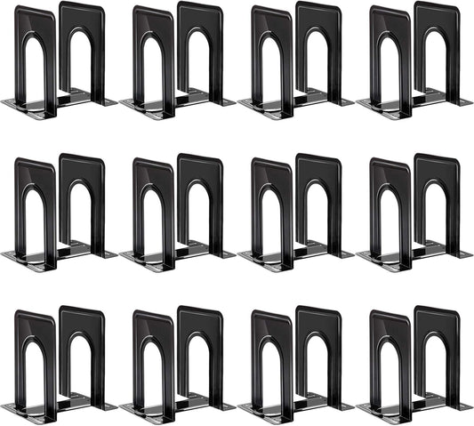 Book Ends, Bookends for Shelves, 24Pcs Metal Bookends, Book Ends for Heavy Books Holders for Office Home Library Book Ends Supports, Book Ends to Hold Books Heavy Duty