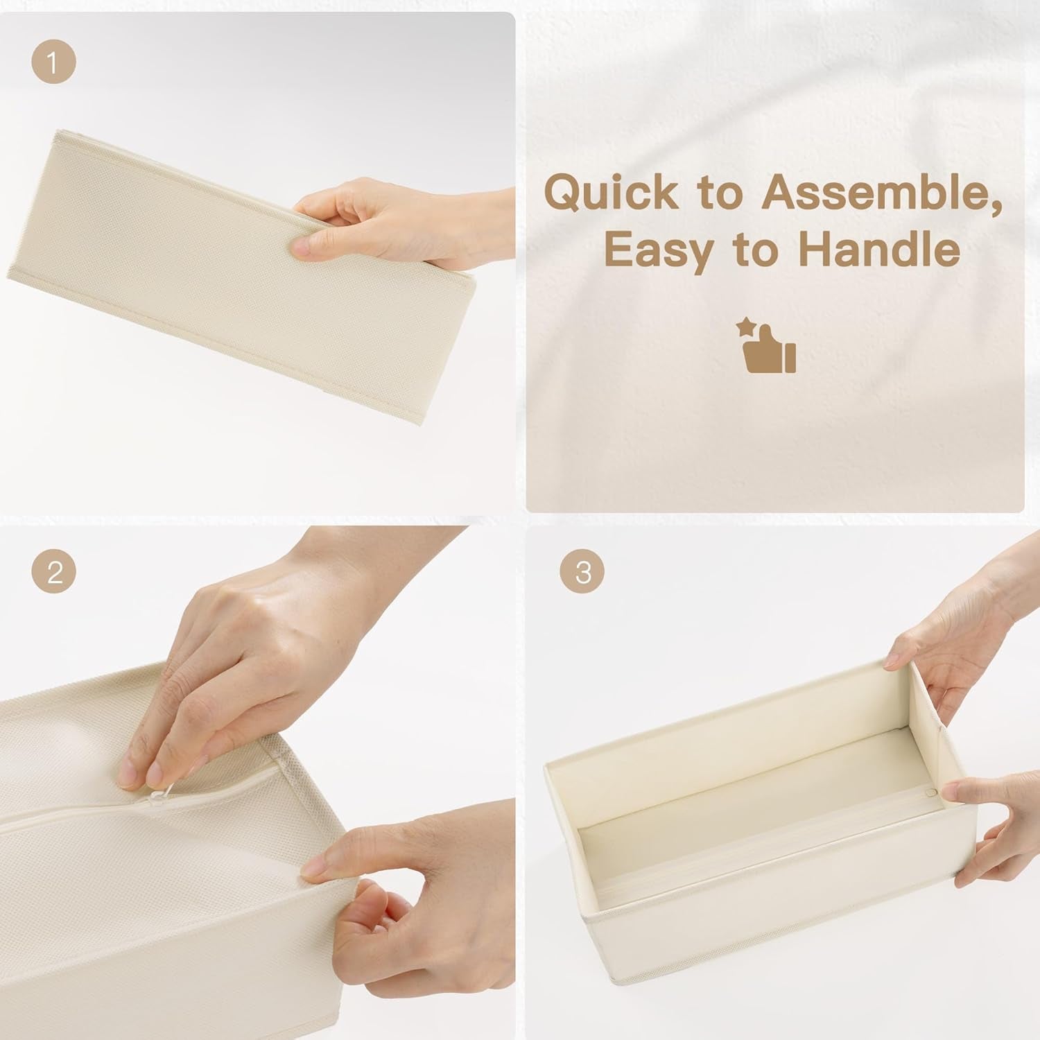 Drawer Organizer Clothes, 14 Pack Dresser Organizer for Baby Clothes, Underwear, Sock- Foldable Closet Organization and Storage Dividers Bins for Nursery, Bedroom and Dorm (Beige)