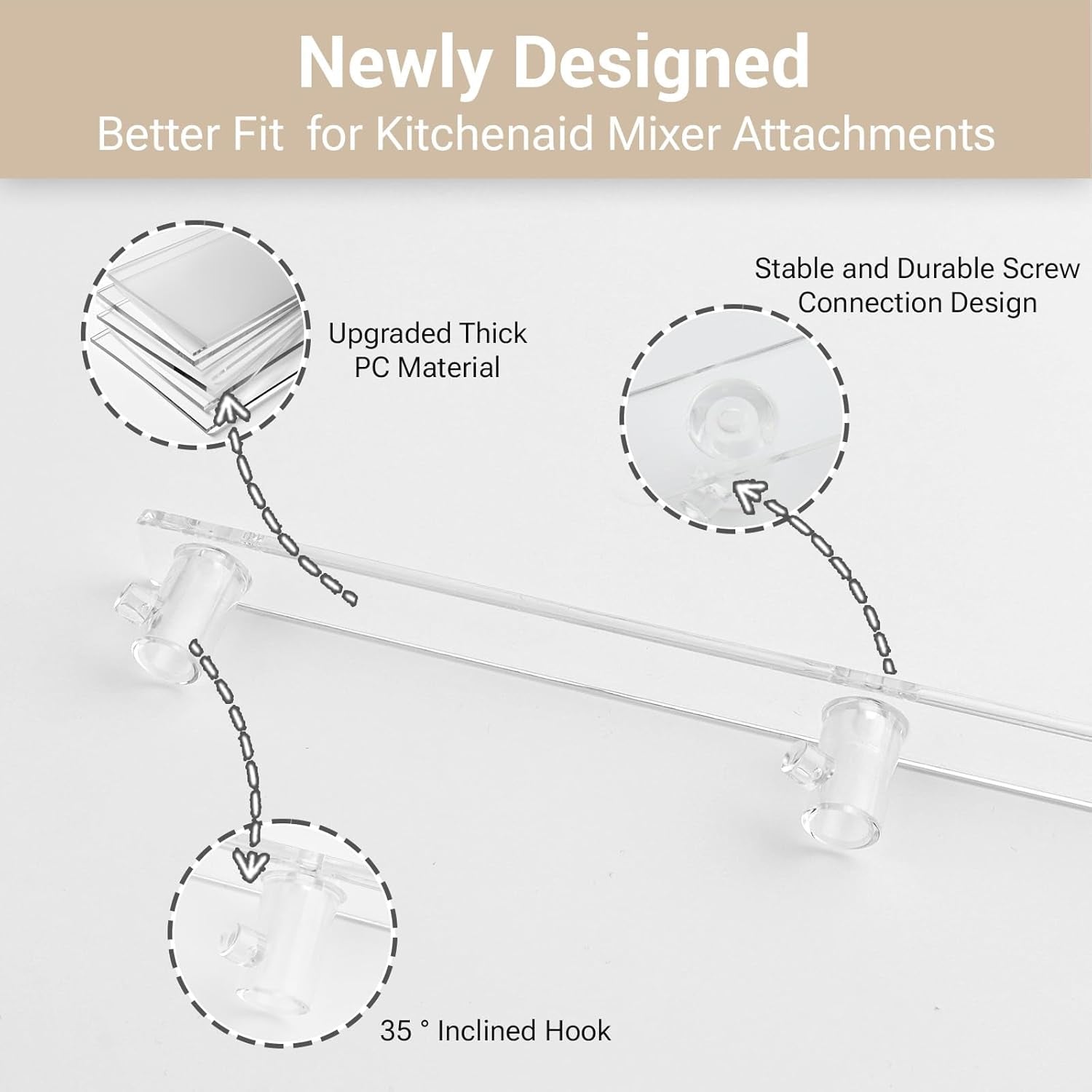 2 Pack Mixer Attachment Holder for Kitchen Aid Stand Mixer Accessories and Attachments, Hanging Hooks Mixer Attachment Organizer Compatible with Kitchen Aid Mixer Accessories