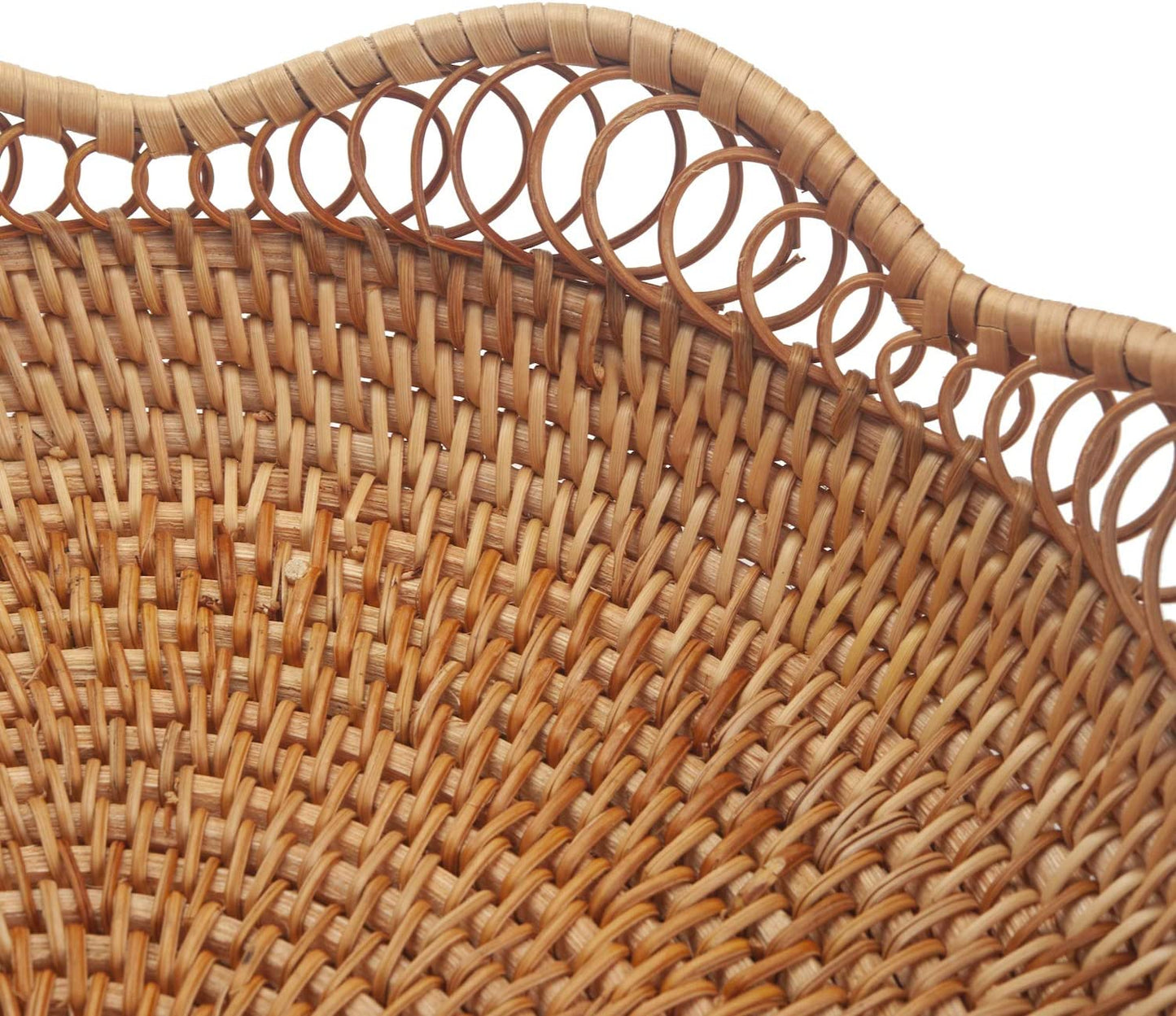 Rattan Fruit Basket for Serving Woven Bread Tray for Cake Kitchen Counter Table Natural (11.8Inch D X 3.5Inch H)