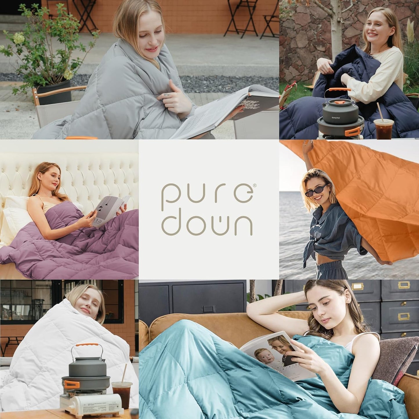 ® Soft Feather down Throw Blanket Lightweight Packable Couch Throw for Indoor and Outdoor Use, 50"X70", Beige