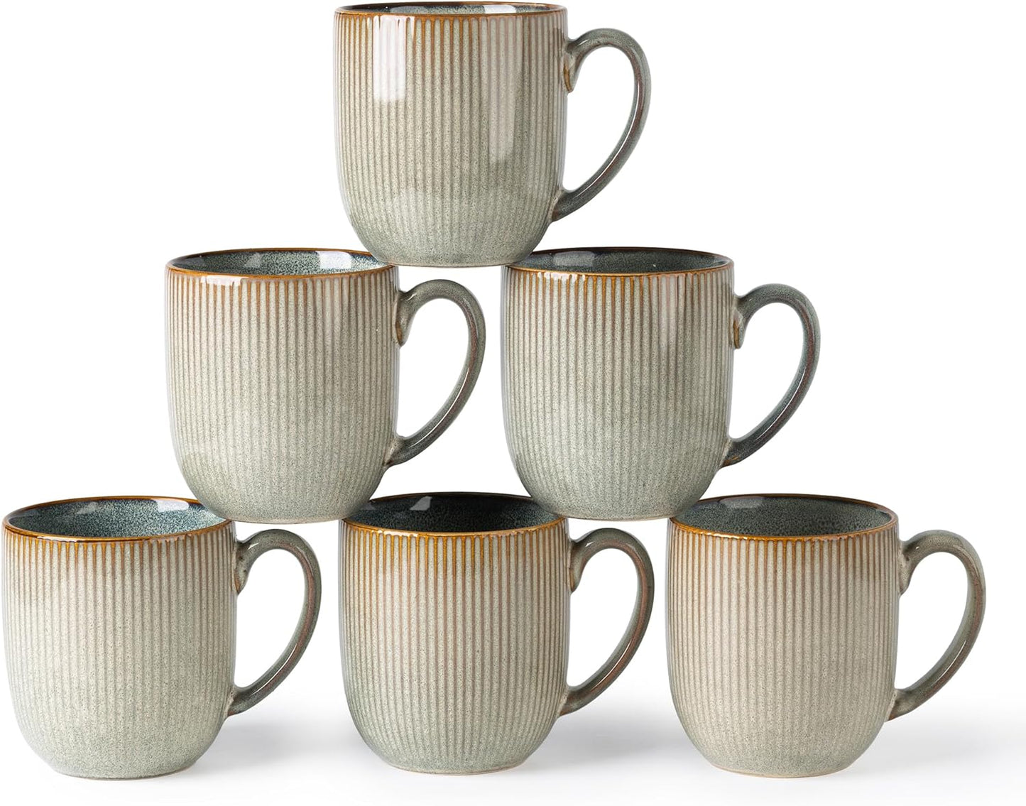 Set of 6 Handmade Ceramic Coffee Mugs, 12oz with Gradient Color, Ideal for Latte, Tea, Beer, and Hot Cocoa, Dishwasher and Microwave Safe