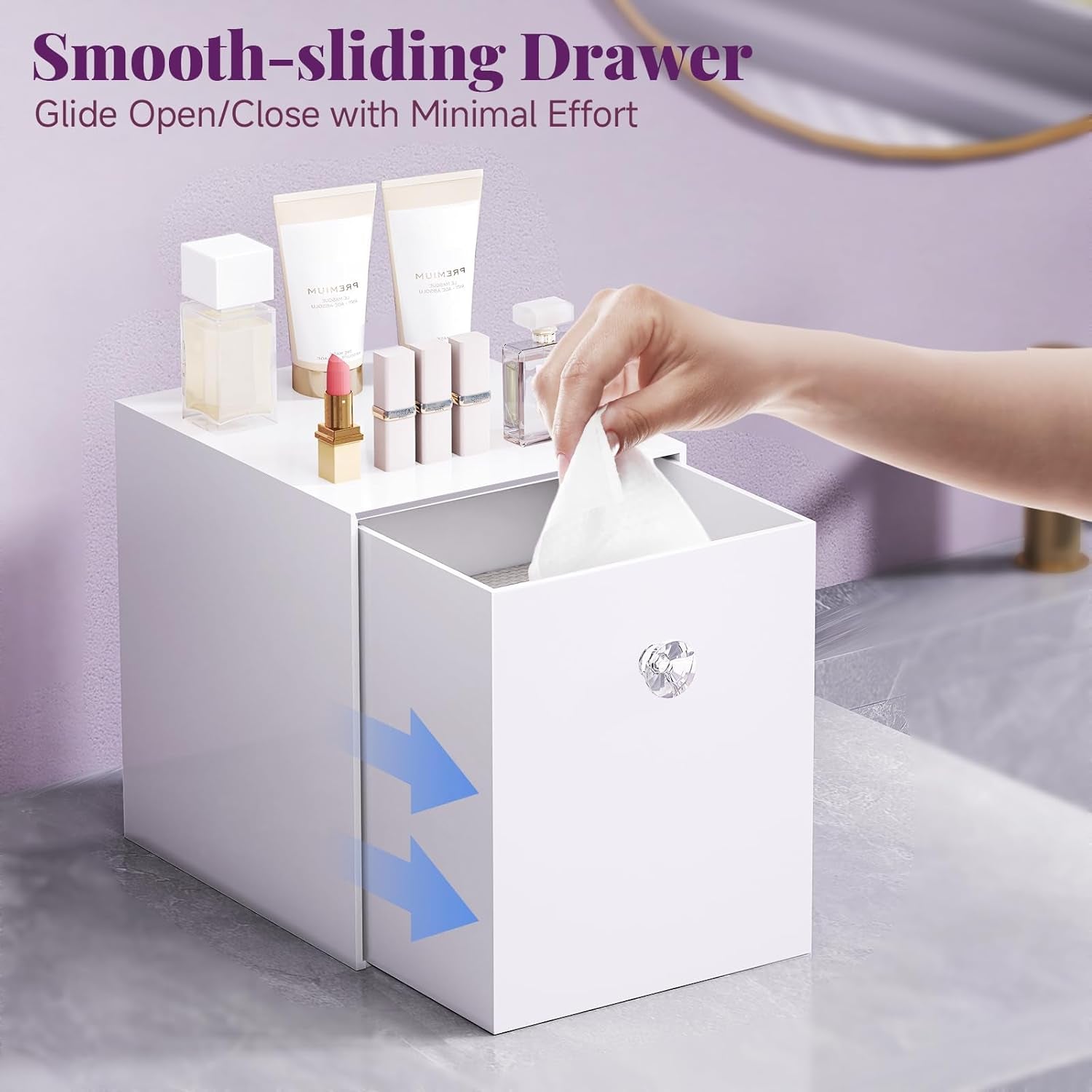 Clean Skin Club Face Towels Holder - Stackable Acrylic Organizer Compatible with Clean Skin Club Towel XL, Bathroom Vanity, Dresser Holder, Dustproof Multipurpose for Makeup, Skincare, White