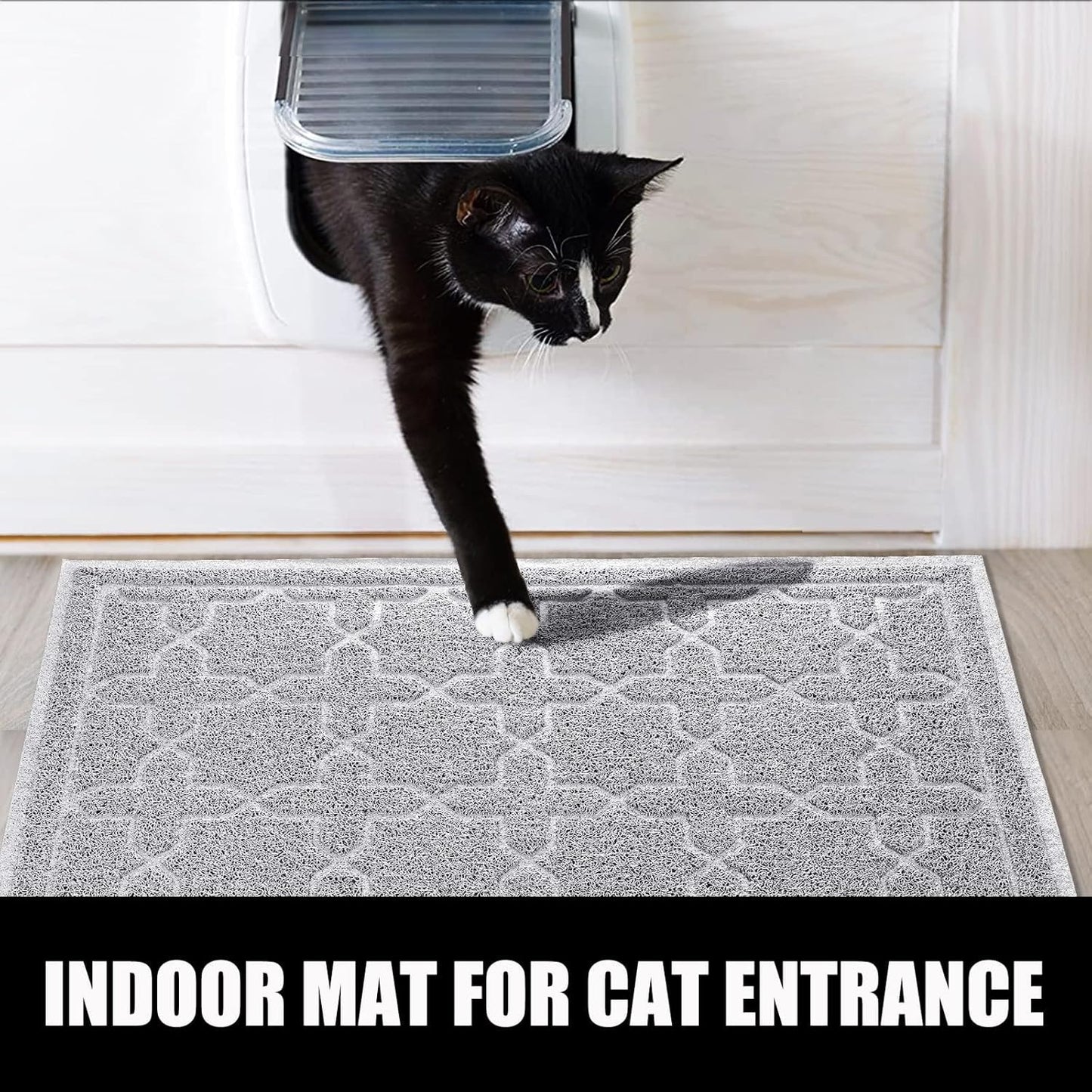 Cat Litter Mat, 24"X20" Litter Mat with Litter Lock Mesh, Soft Cat Litter Mat Litter Trapping Mat, Easy to Clean, Non-Slip, Water Resistant, Litter Free Floors, Grey