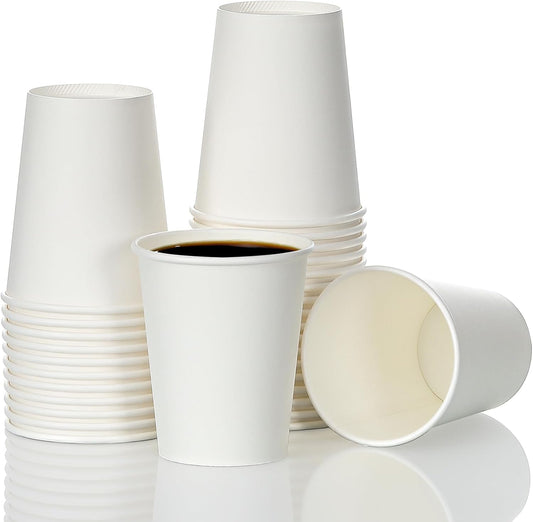 120 Pack 8 Oz Paper Cups, Coffee Cups, White Paper Hot/Cold Disposable Beverage Drinking Cup for Water, Juice, Coffee, Tea