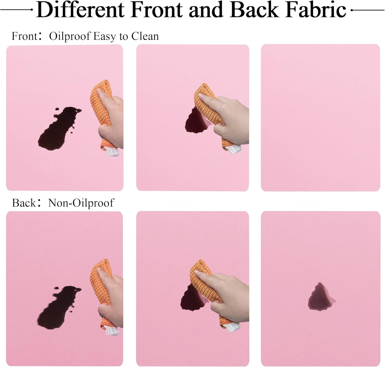 Fitted round Table Cloth, Reversible Waterproof Stain Resistant Elastic Stretch Tablecloth, Wipe Clean Table Cover for Outdoor/Indoor Use, Fits round Tables up to 40" - 44" Diameter, Baby Pink