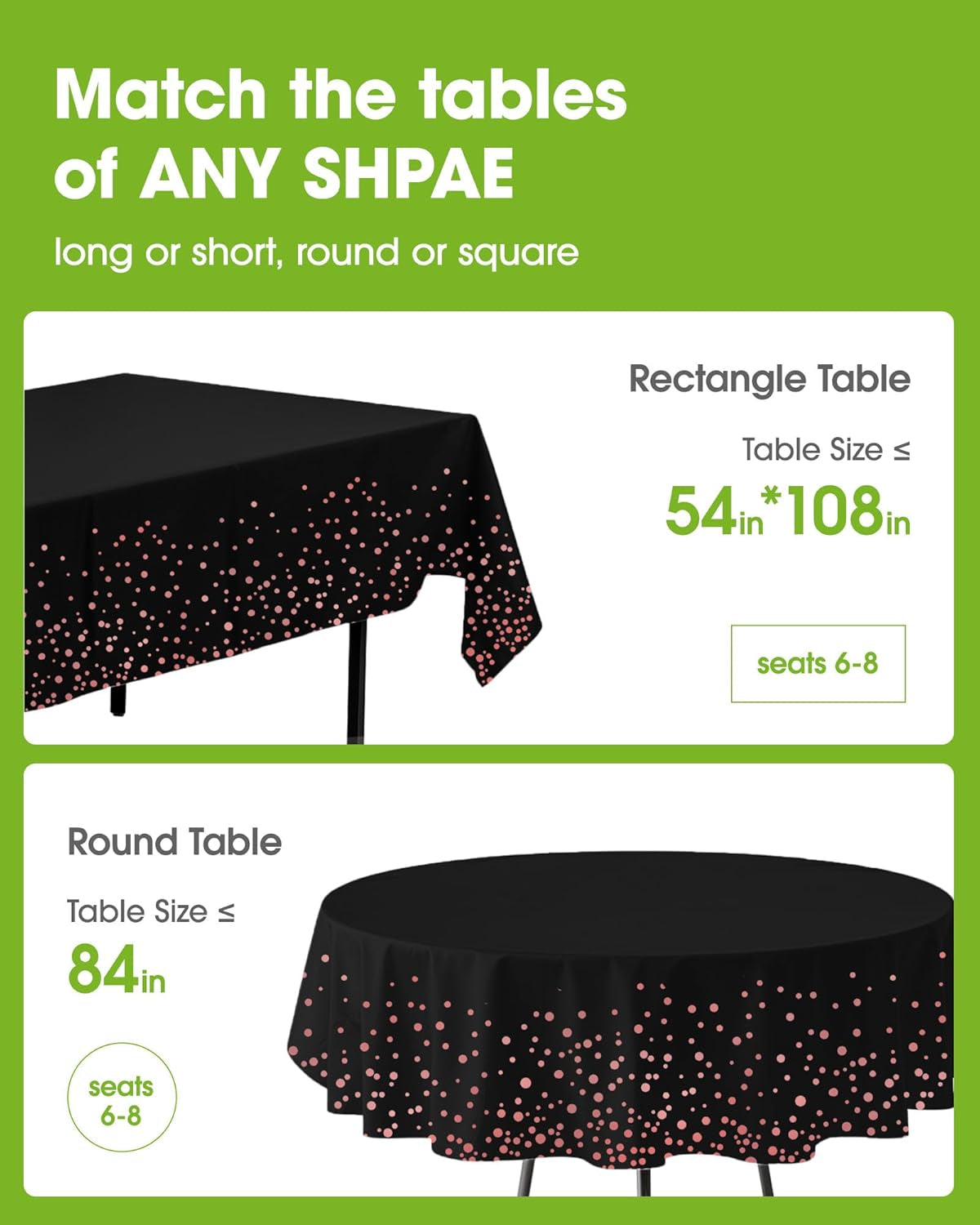 Plastic Table Cloth Disposable 10 Pack, 54 X 108 Inch Table Cloths, Graduation Decorations of 2025, Graduation Tablecloths, Rectangle, Plastic Cover, Leakproof & Sturdy, Black and Rose Gold