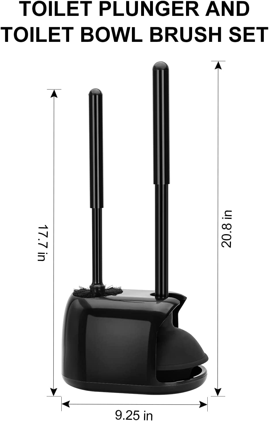 Toilet Brush and Plunger Set, Toilet Plungers for Bathroom Heavy Duty Toilet Bowl Brush and Holder Hidden Toilet Plunger and Brush Set for Deeply Cleaning - Black