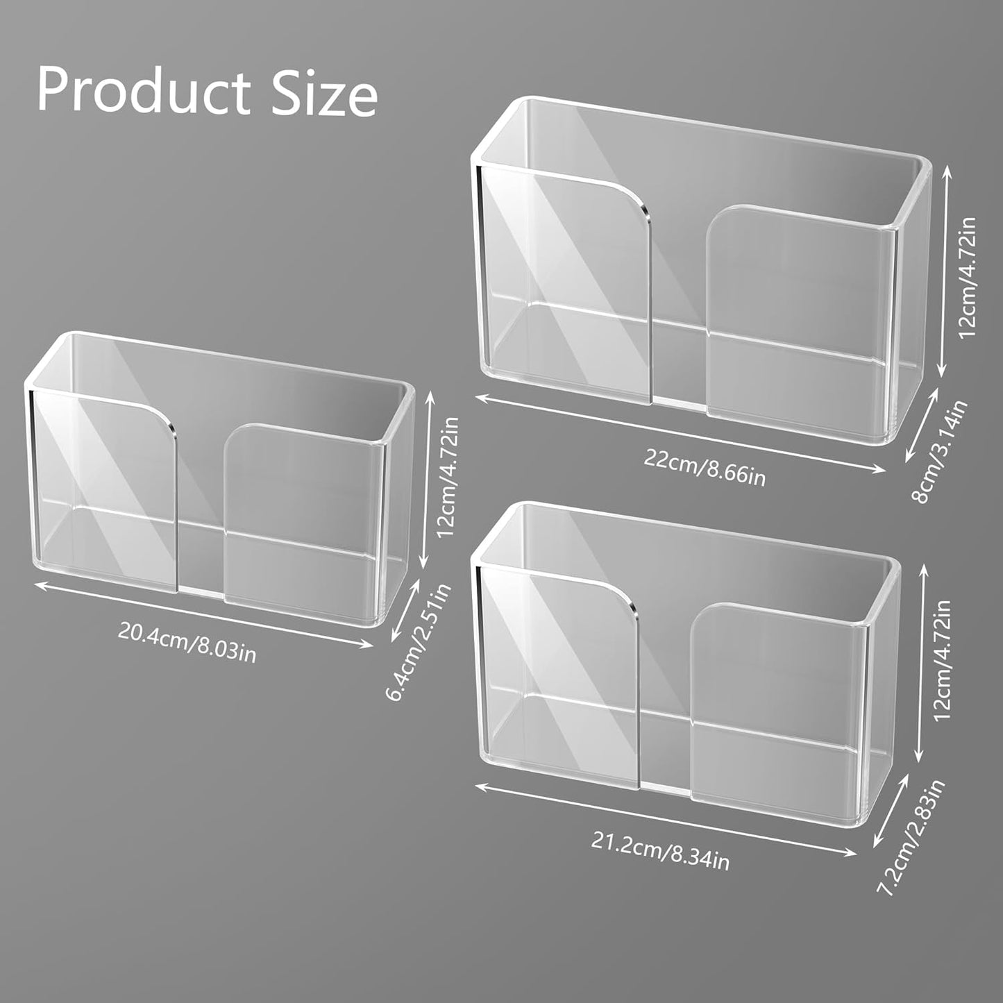 Set of 3 Acrylic Lid Organizers for Cabinets - Adhesive Door Storage Solution for Tupperware Lids, Heavy-Duty Slim Plastic Wall Baskets for Kitchen and RV Pantry Organization