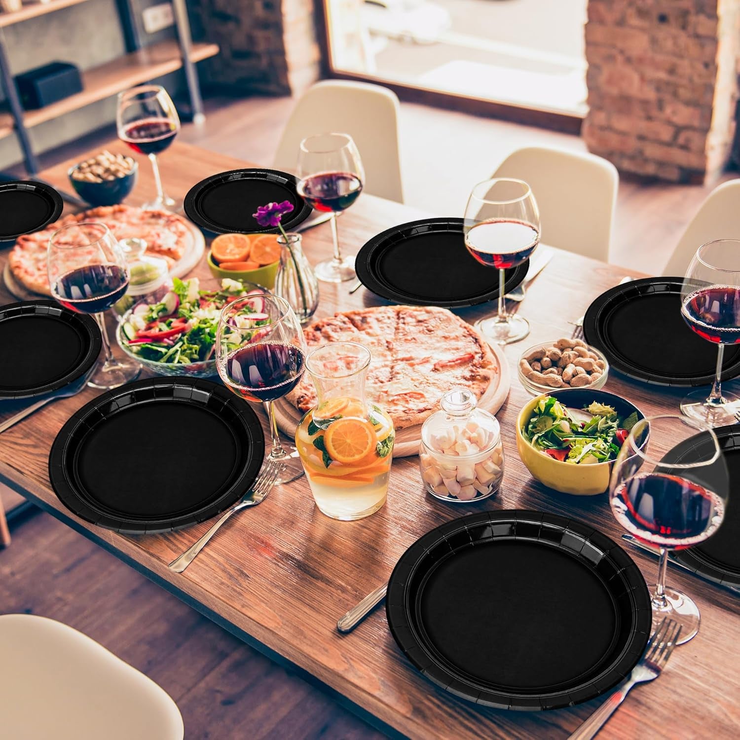 100 PCS Black Paper Plates, Dailyplates100-Black