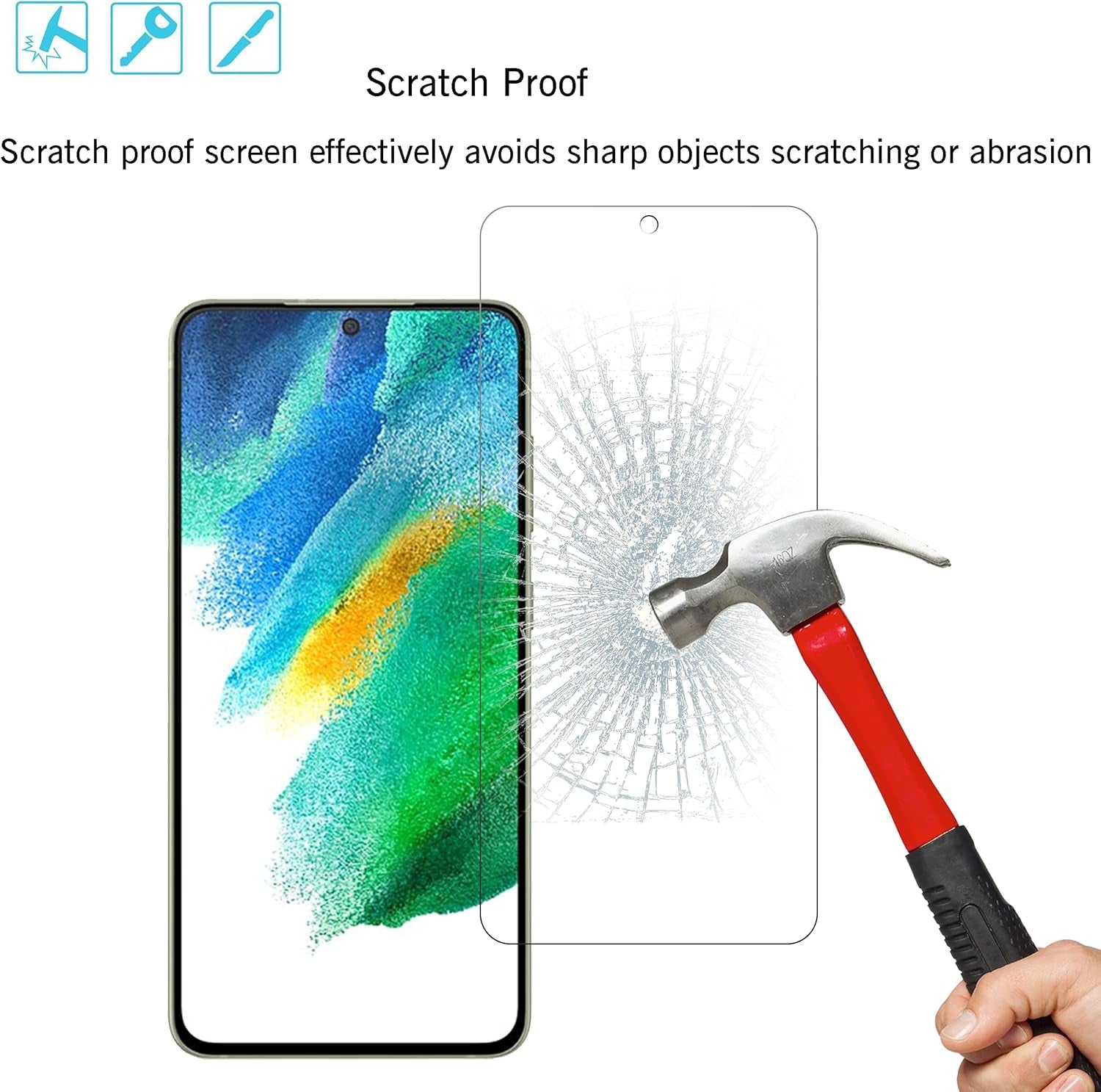 Glass Screen Protector for Galaxy S21Fe 3Pack + 2Pack Camera Lens Tempered Glass Fingerprint Unlock Compatible 0.33Mm Ultra Clear Anti-Scratch Case Friendly