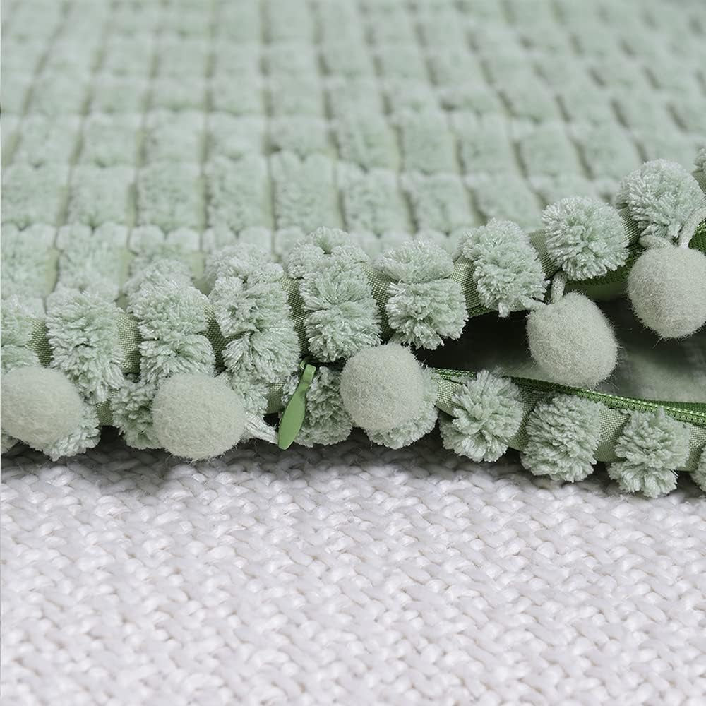2 Packs Sage Green Decorative Throw Pillow Covers 18X18 Inch with Pom-Poms for Couch Bed Living Room, Farmhouse Boho Home Decor, Soft Corduroy Cute Square Cushion Case 45X45 Cm