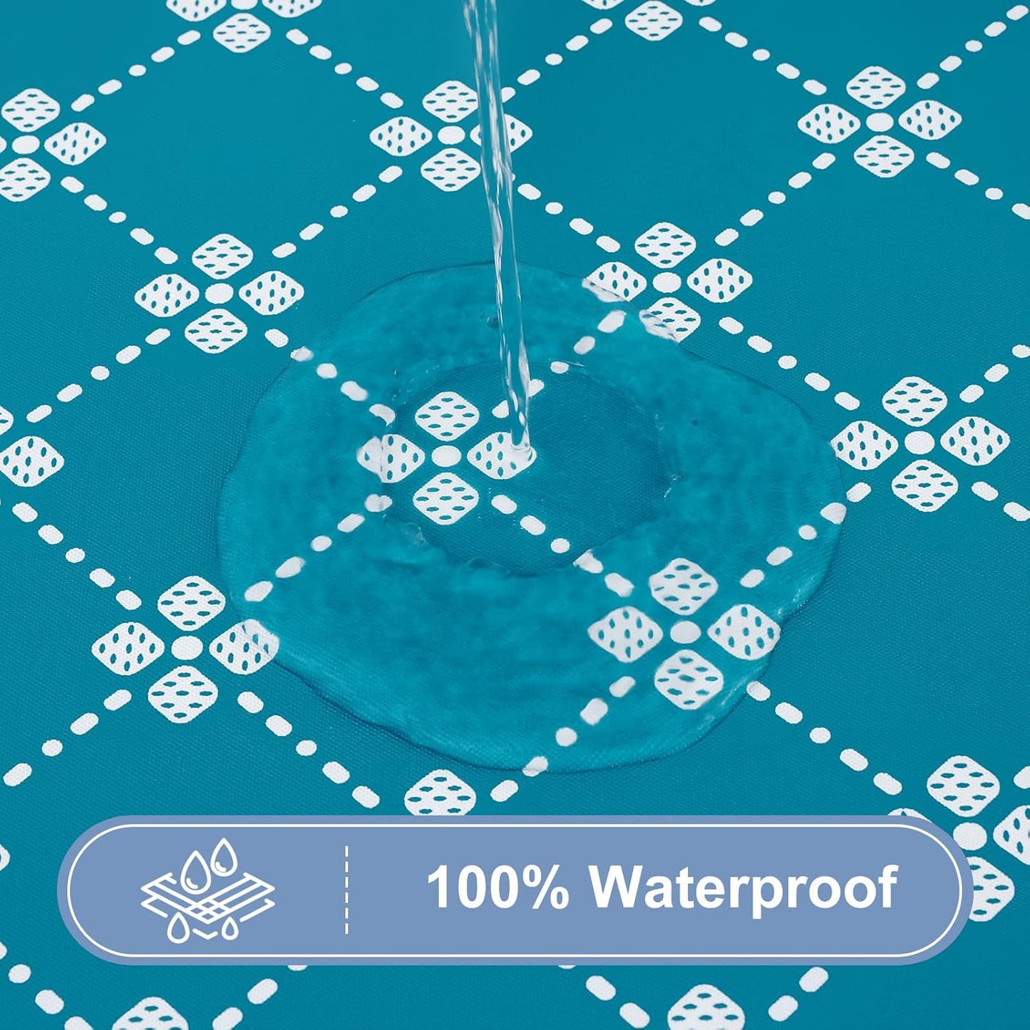 Rectangle Vinyl Table Cloth, Elastic Fitted Tablecloth with Flannel Backing, Waterproof Plastic Table Cover Fits 6 Foot Folding Tables for Camping, Indoor and Outdoor (Teal, 30" X 72")