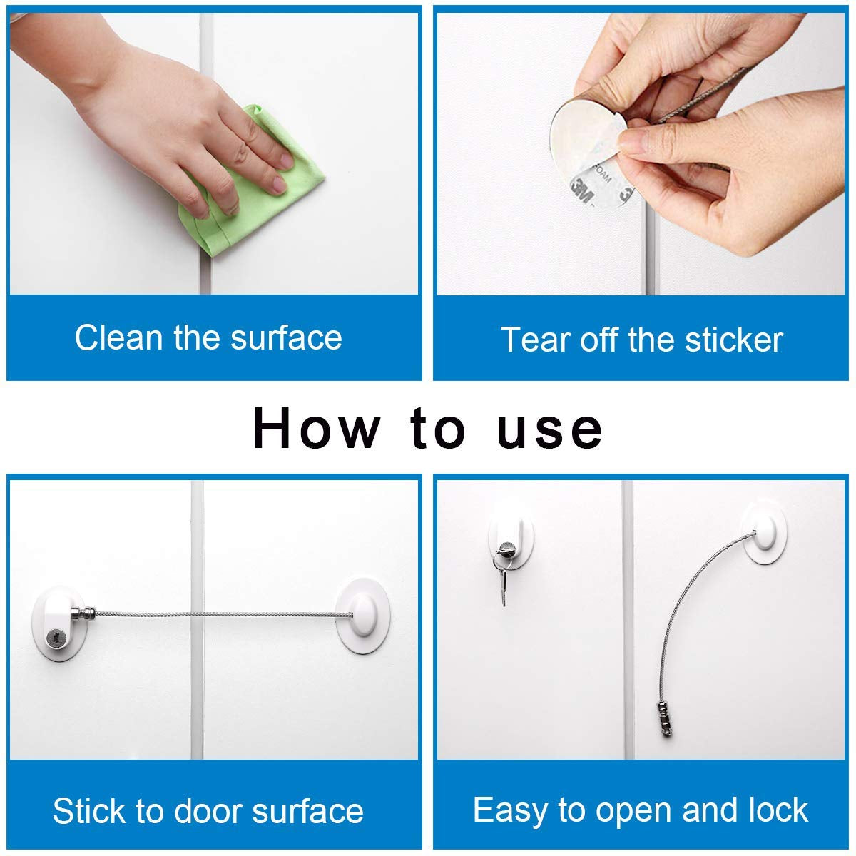 6 Pack Refrigerator Locks with 12 Keys,Child Safety Fridge,Refrigerator Lock Combination,Mini Fridge,File Drawer,Toilet Seat Lock with Strong Adhesive (White)