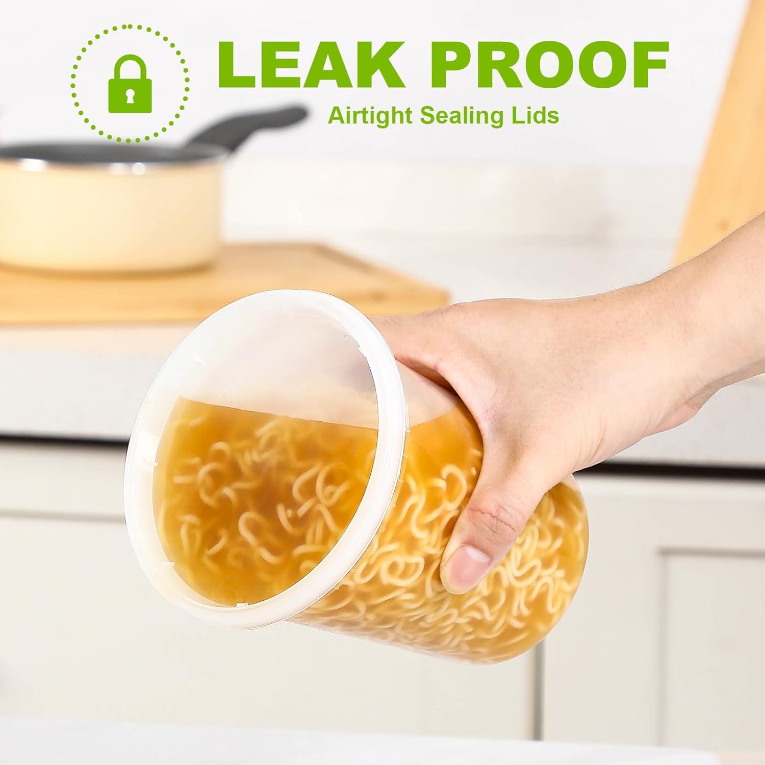 24 Sets Plastic Deli Food Containers with Lids, 8 Oz 16Oz 32Oz Variety Pack, Airtight Food Storage Containers, Freezer/Dishwasher/Microwave Safe, Soup Containers for Takeout Food Storage